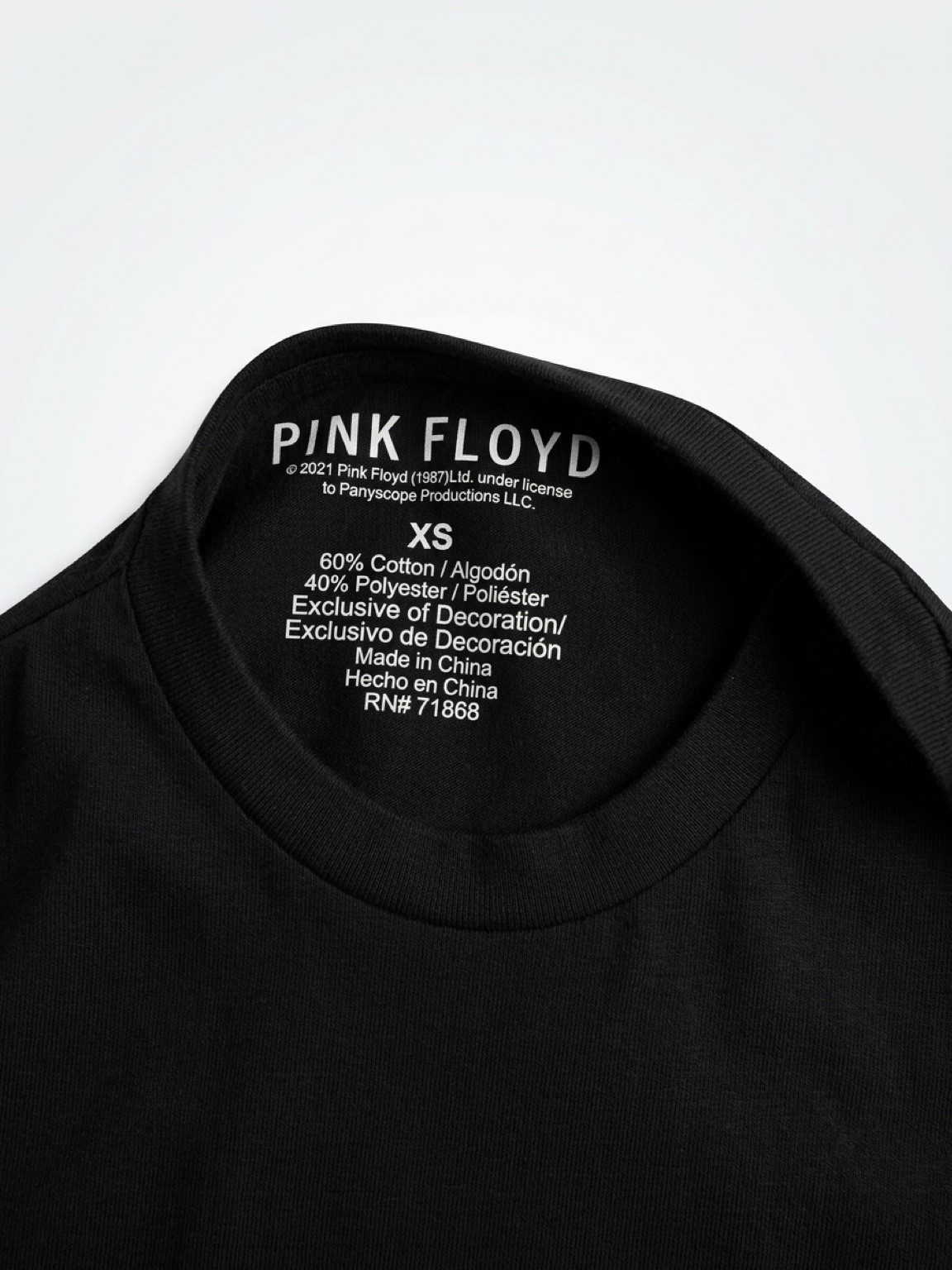 Pink Floyd Prism Graphic Logo Black Crew Neck Short Sleeve T-Shirt Men XS