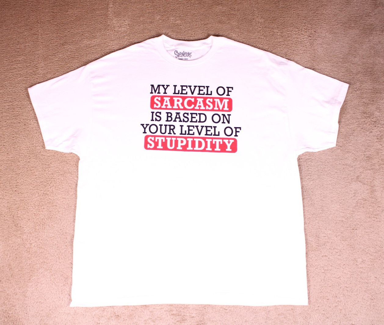 Sarcasm Level Expert Graphic Tee T-Shirt 2XL White Cotton Licensed Spencer’s