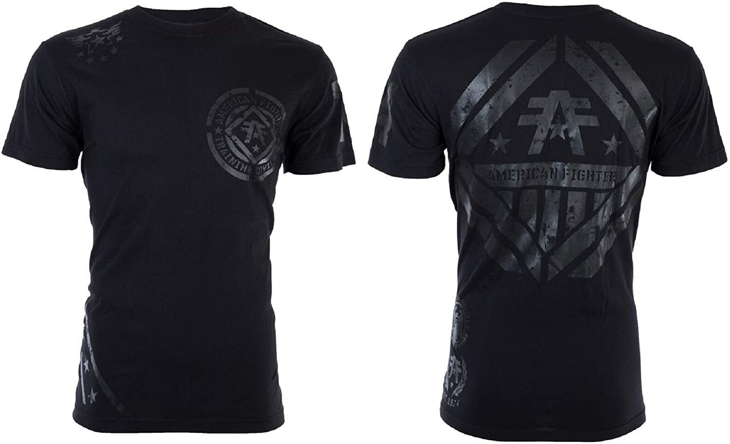 AMERICAN FIGHTER Men’s T-Shirt AVERETT Black Athletic Biker MMA S-4XL