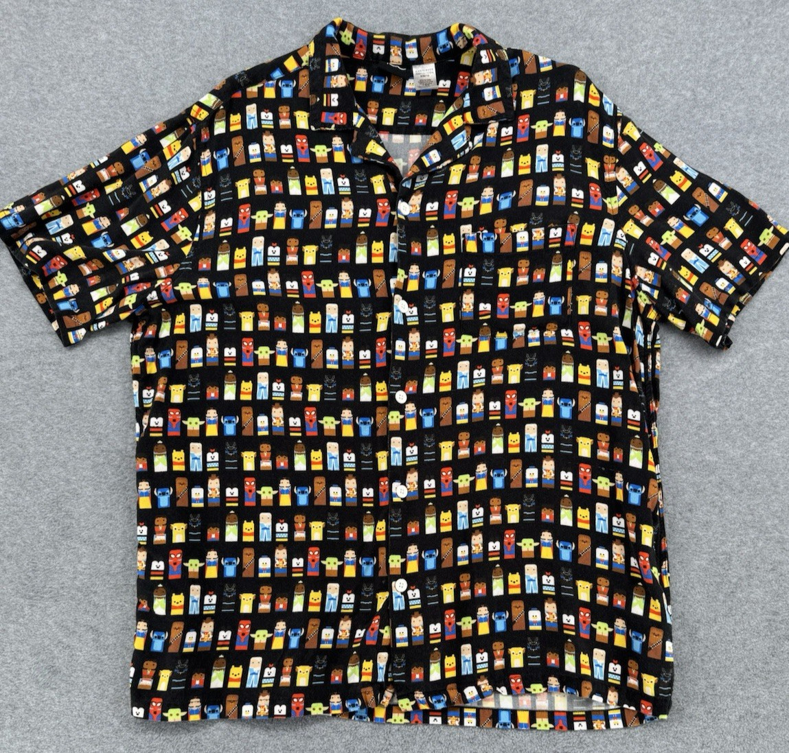 Disney 100 Pop Culture Button Up Shirt Cartoon Character Print Mens