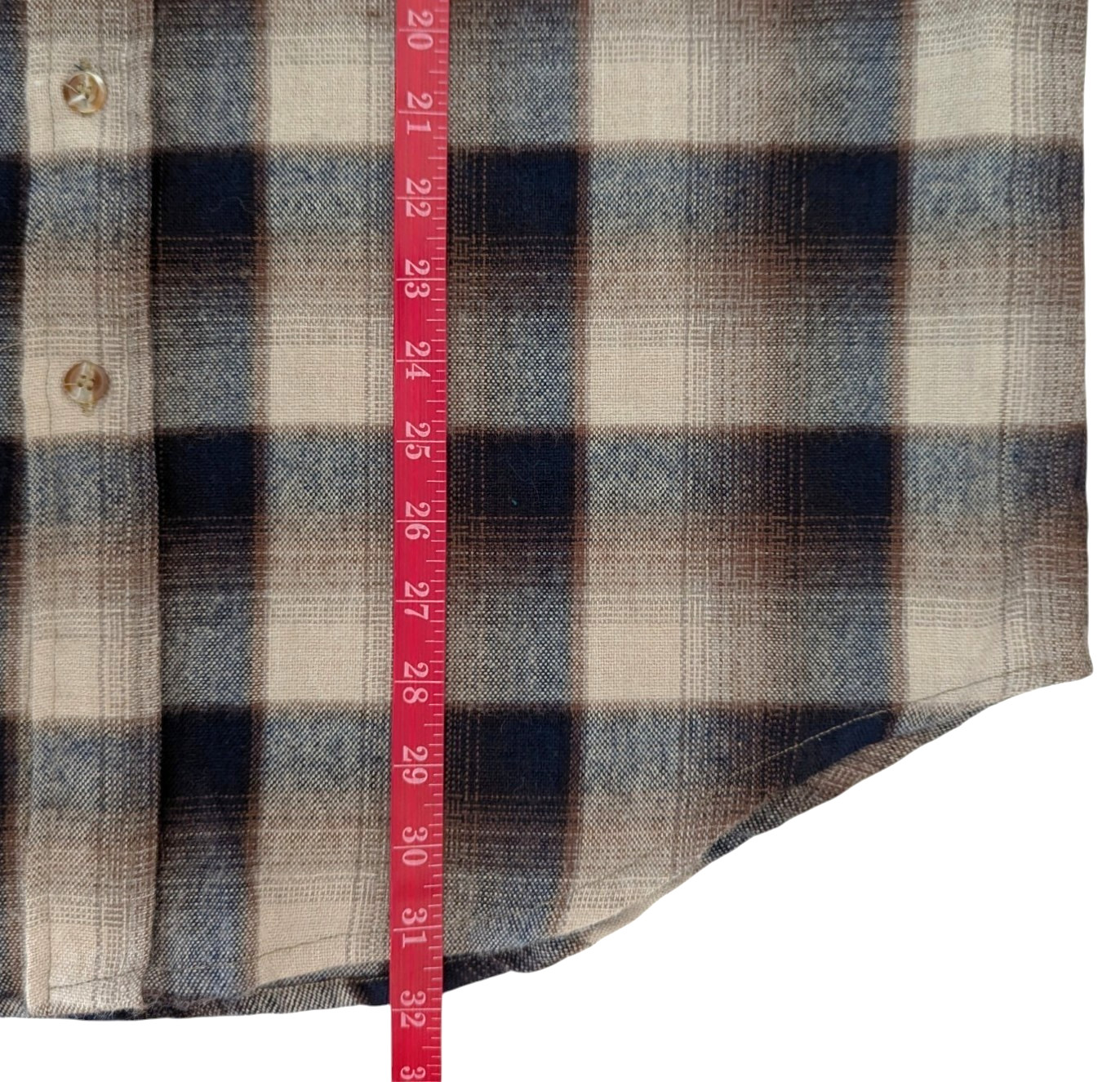 Allen Wickfield flannel shirt XL brown plaid wool blend machine washable
