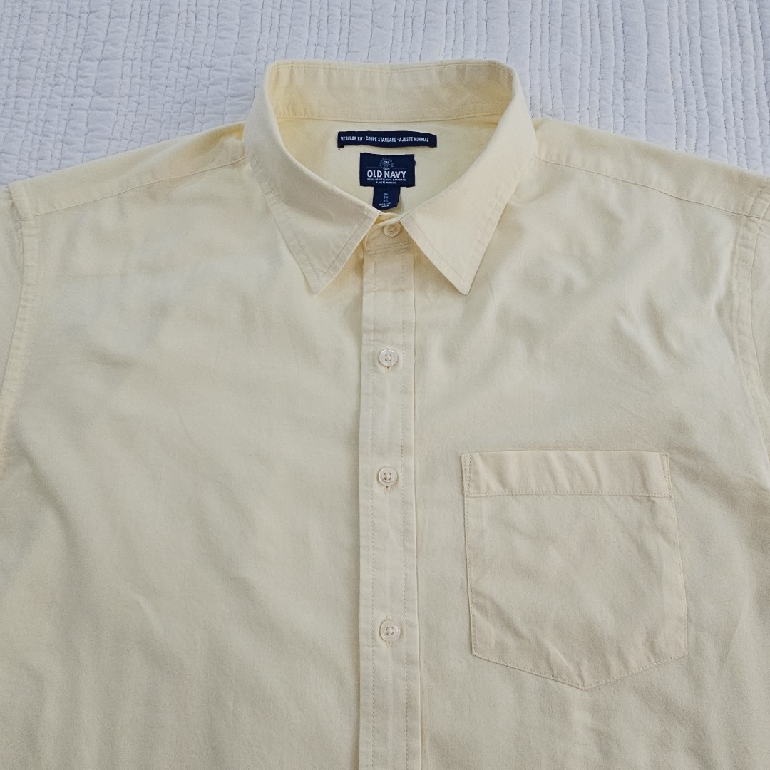 Old Navy Short Sleeve Front Button Regular Fit Everyday Shirt Sz XL Yellow EUC