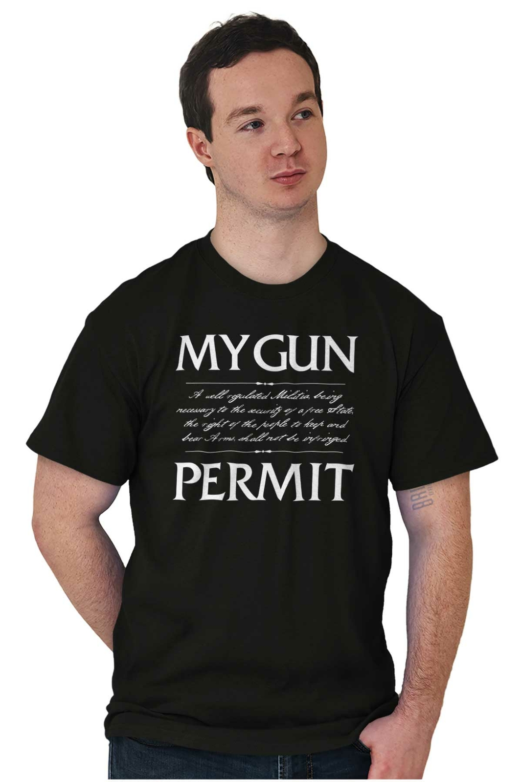 My Gun Permit 2nd Amendment Constitution 2A Womens or Mens Crewneck T Shirt Tee