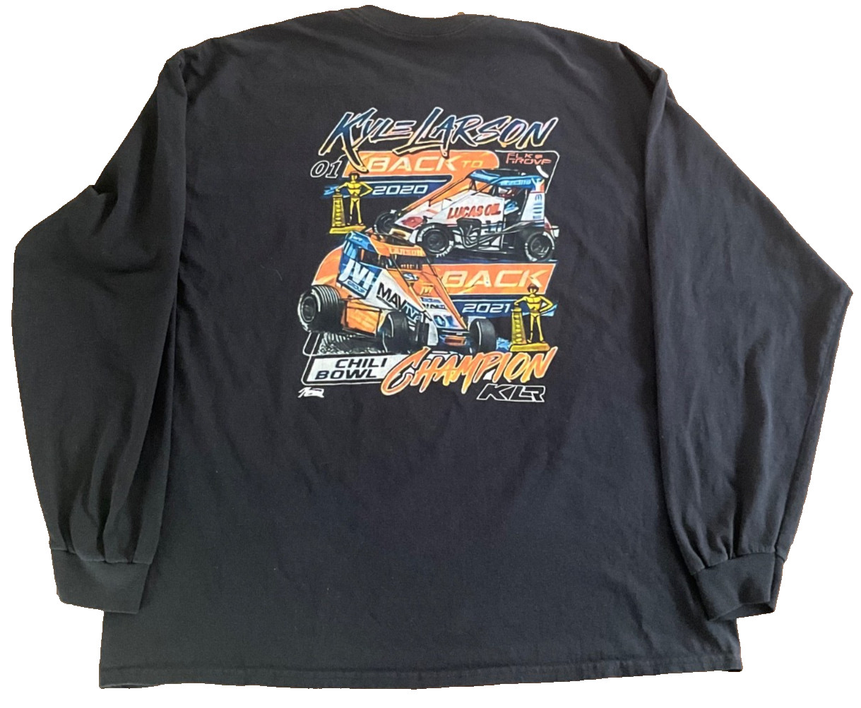 2020 2021 Kyle Larson Chili Bowl Back to Back Champion Long Sleeve Shirt KLR XL
