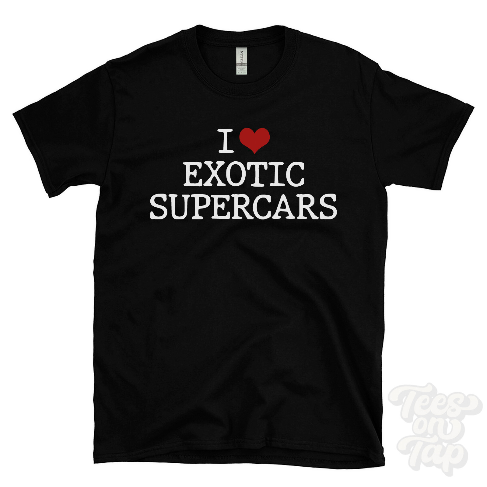 I LOVE EXOTIC SUPERCARS T-SHIRT heart luxury cars high-performance rare sports