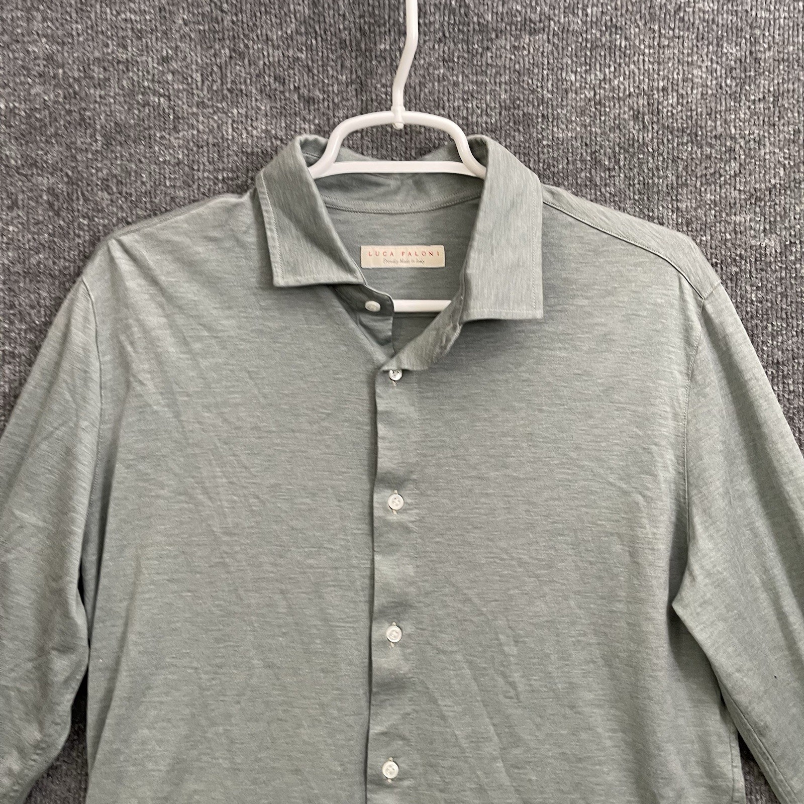 Luca Faloni Button Up Shirt Men’s Sz XL Cotton Linen Blend Long Sleeve Green