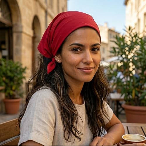 Solid Color Bandanas 22×22 Inch – 100% Cotton Plain Handkerchiefs 1 Solid Red