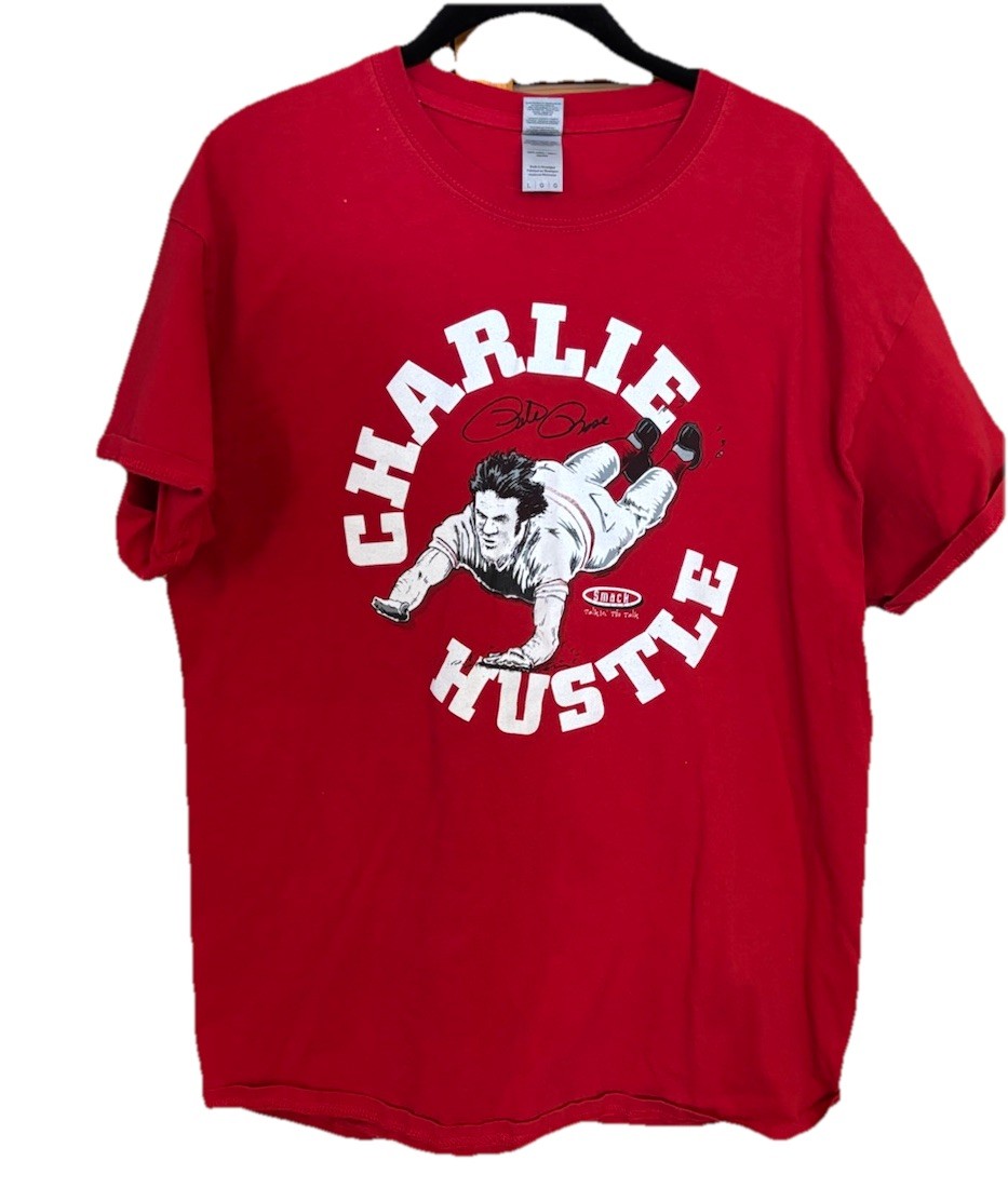 Cincinnati Reds Pete Rose Stats Charlie Hustle T-Shirt Mens L Smack Apparel