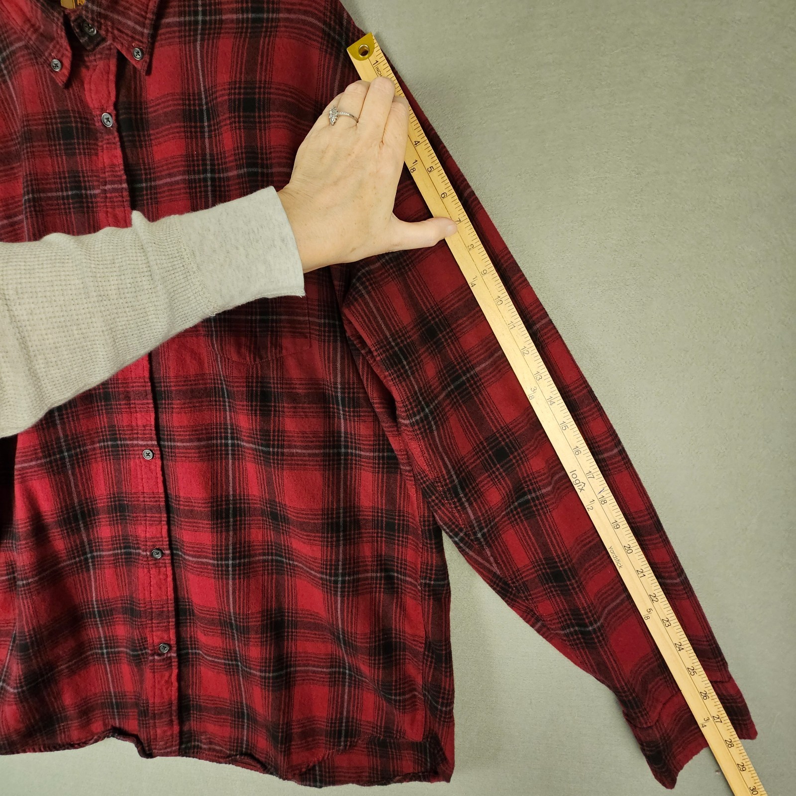Foundry Super Soft Flannel Button Down Shirt Mens XLT Tall Red Tartan Plaid