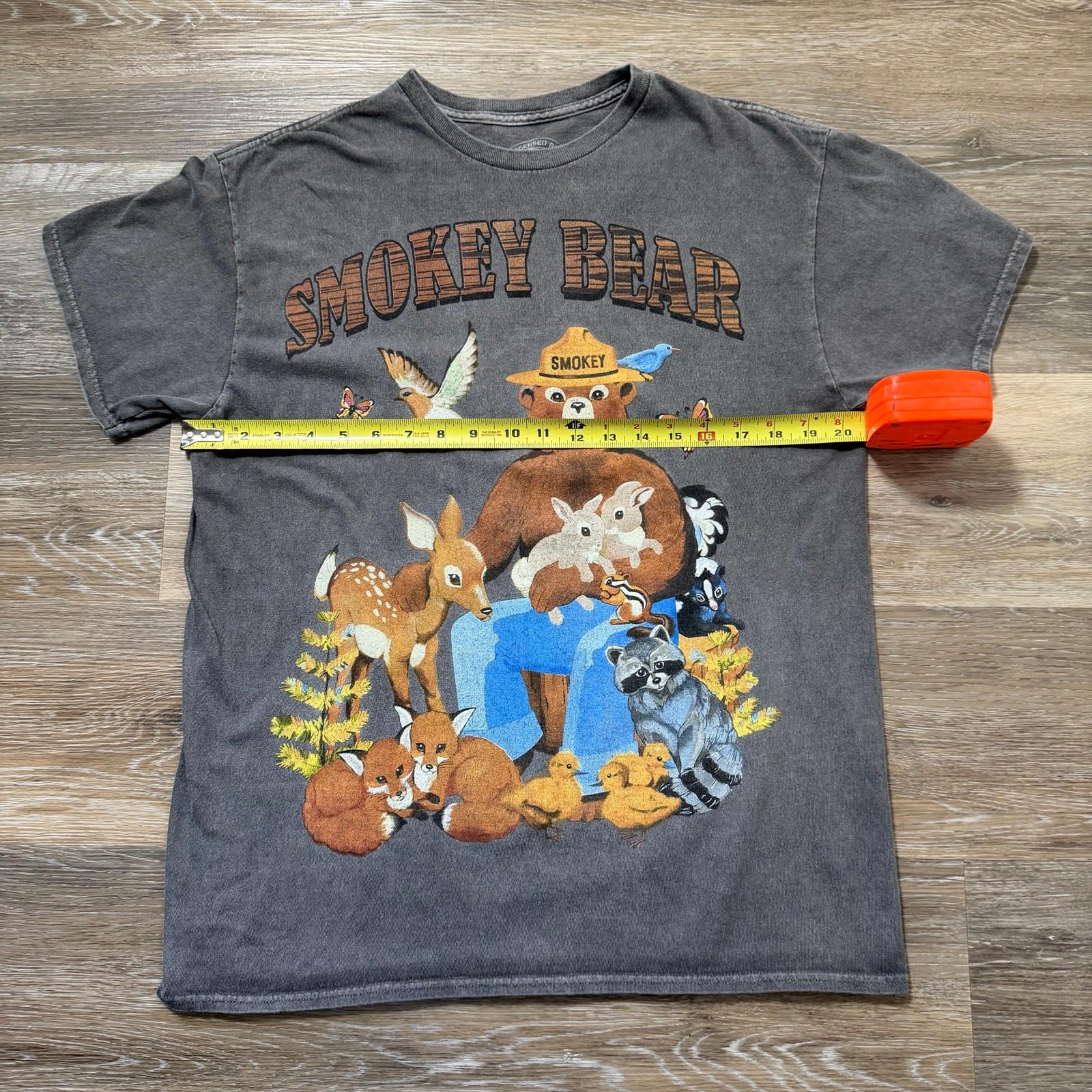 Smokey Bear Official Licensed Graphic T Shirt Men’s Medium Gray 100% Cotton