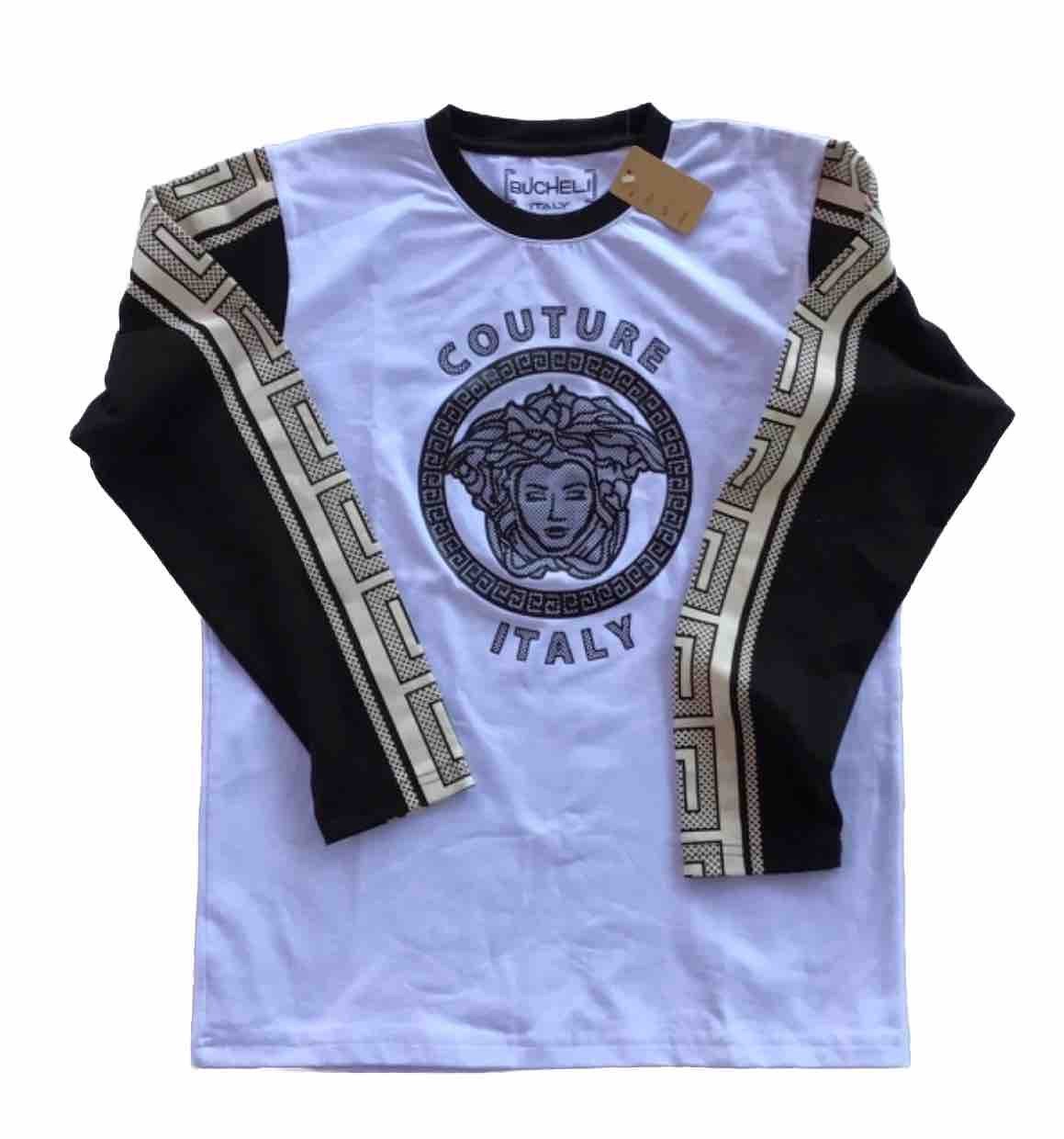Men’s Bucheli Long Sleeve T Shirt,Italian Style,Cotton, Stretch M…..A9.A