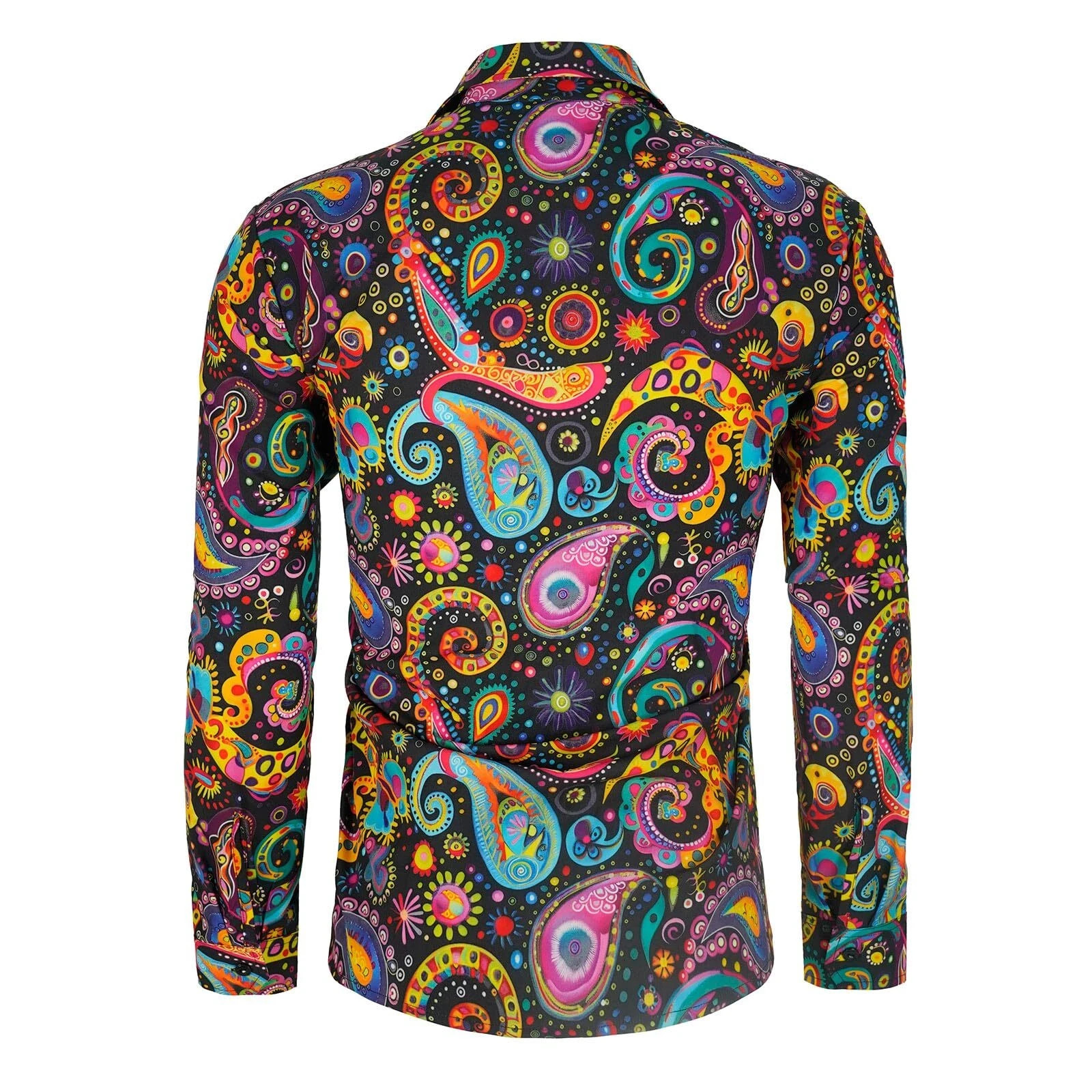 Men_s 70s disco shirt Paisley 1970s casual top retro floral long sleeved butt