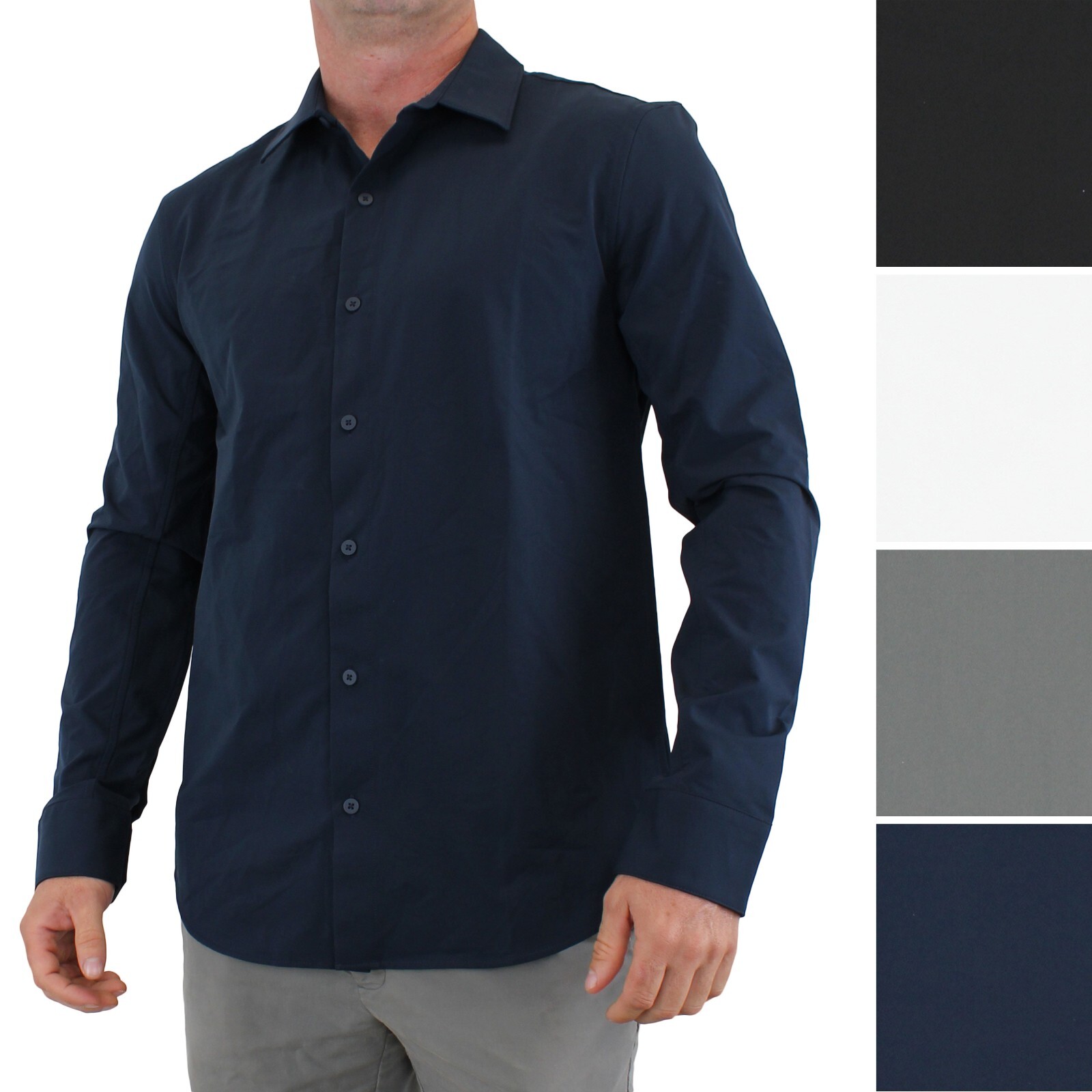 True Classic Men’s Dress Shirt Carbon Commuter, Long Sleeve, Casual Stretch