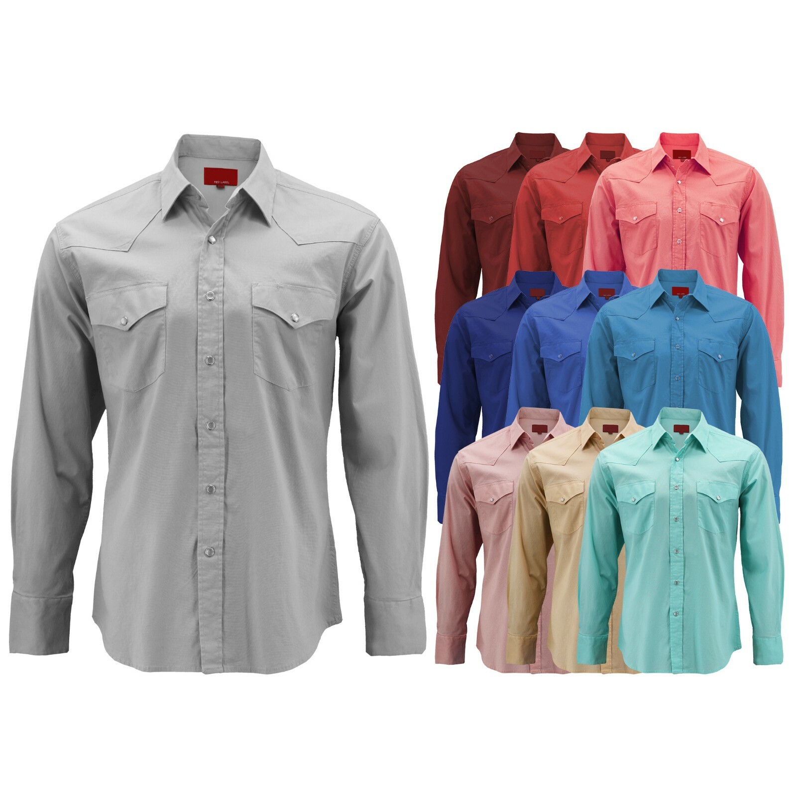 Men’s Pearl Snap Button Long Sleeve Western Slim Fit Stretch Cowboy Dress Shirt