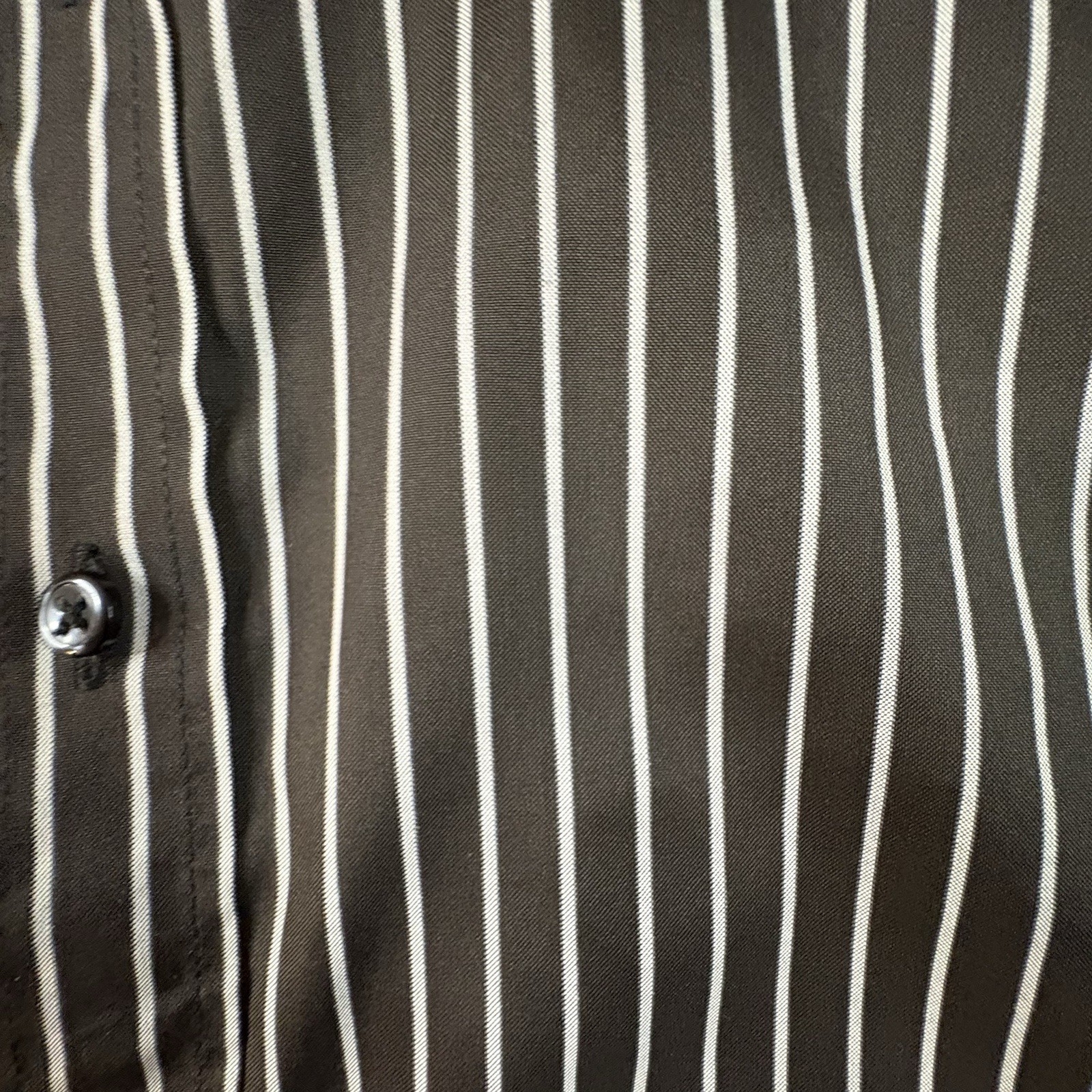 Brioni Men’s XL Black & Silver Striped Button Up LS Shirt SEE DESCRIPTION
