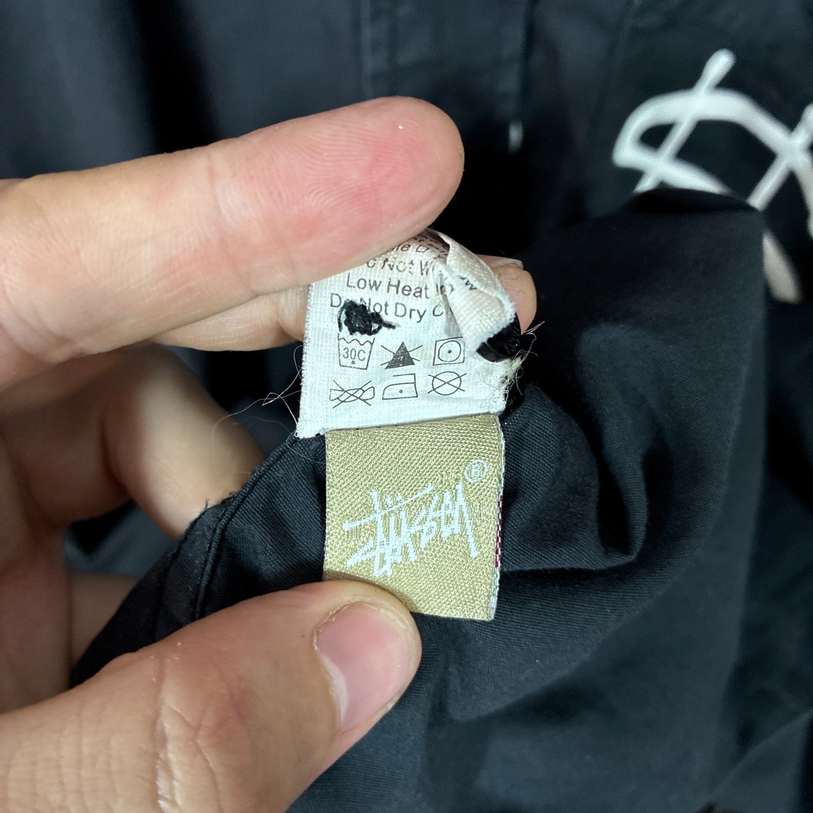 Vintage Stüssy Dollar Sign Print Black Button Shirt – Men’s Large – Cotton