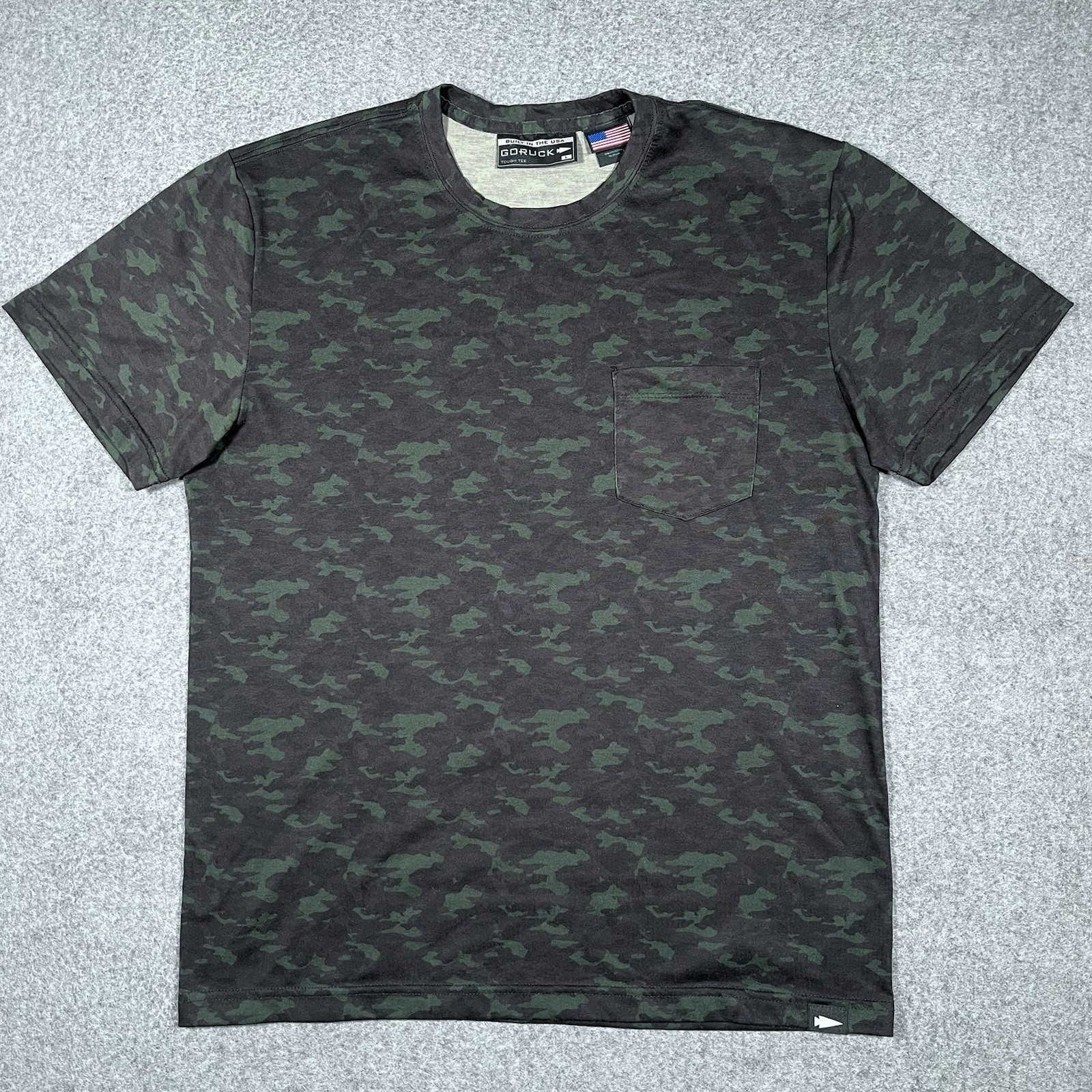 GORUCK Tough Pocket Tee Men’s Large Green Black Camo T-Shirt Made in USA