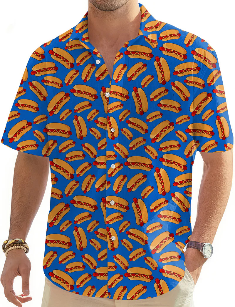 Hot Dog Fun Colorful Food Hawaiian Shirt, Gift For Friends