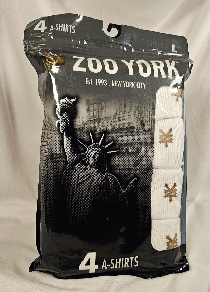 Zoo York 4 Pack Tank Tops Large White Pre-Shrunk Cotton, Super Soft SHIPS FREE!