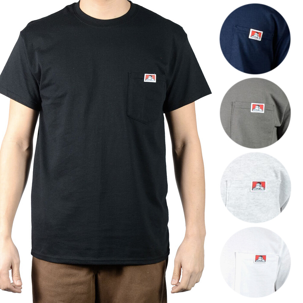 Ben Davis Men’s Short Sleeve T-Shirt 100% Cotton Classic Pocket Logo Tee Shirt