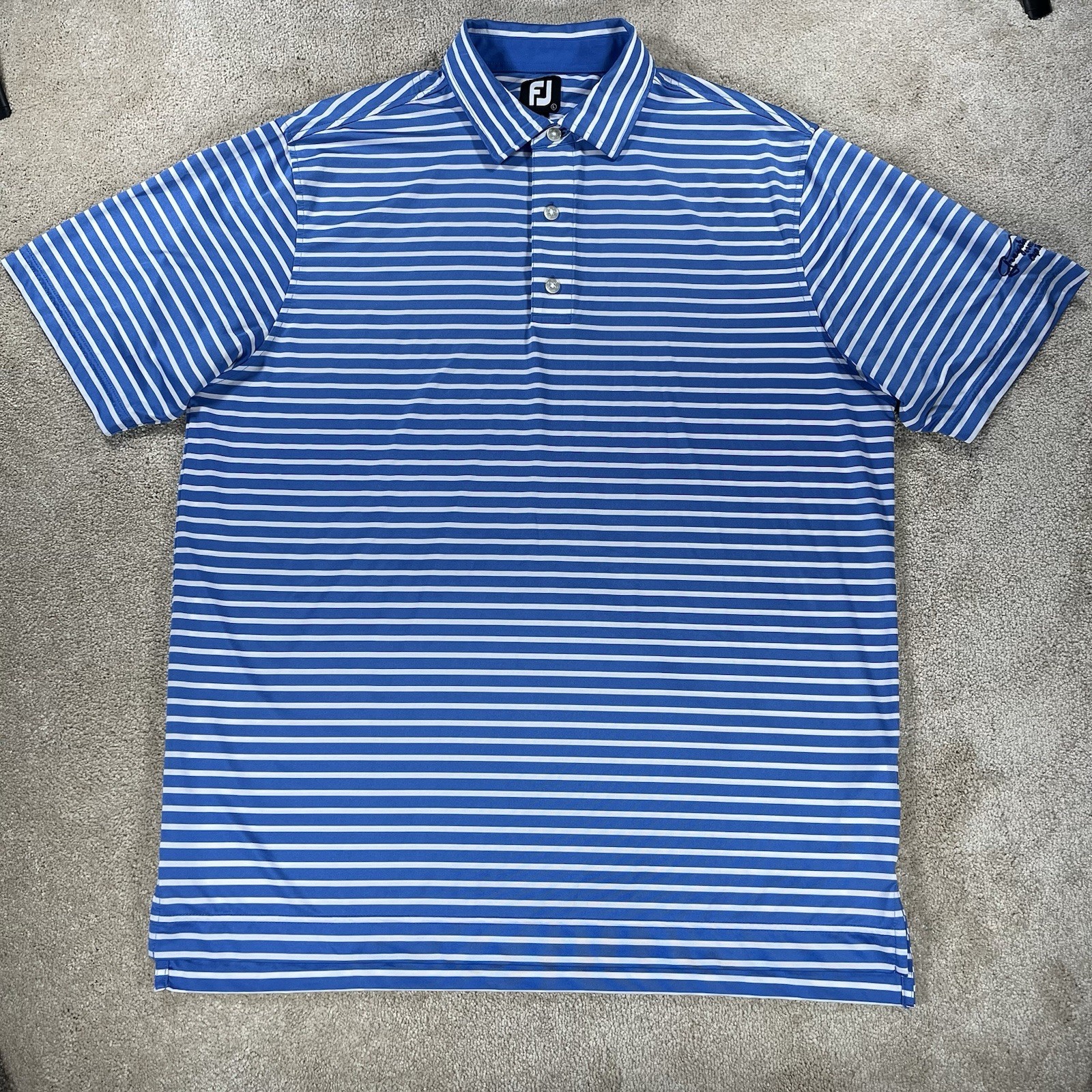 FJ Polo Shirt Men’s Large Footjoy Golf Blue Striped Greystone Country Club