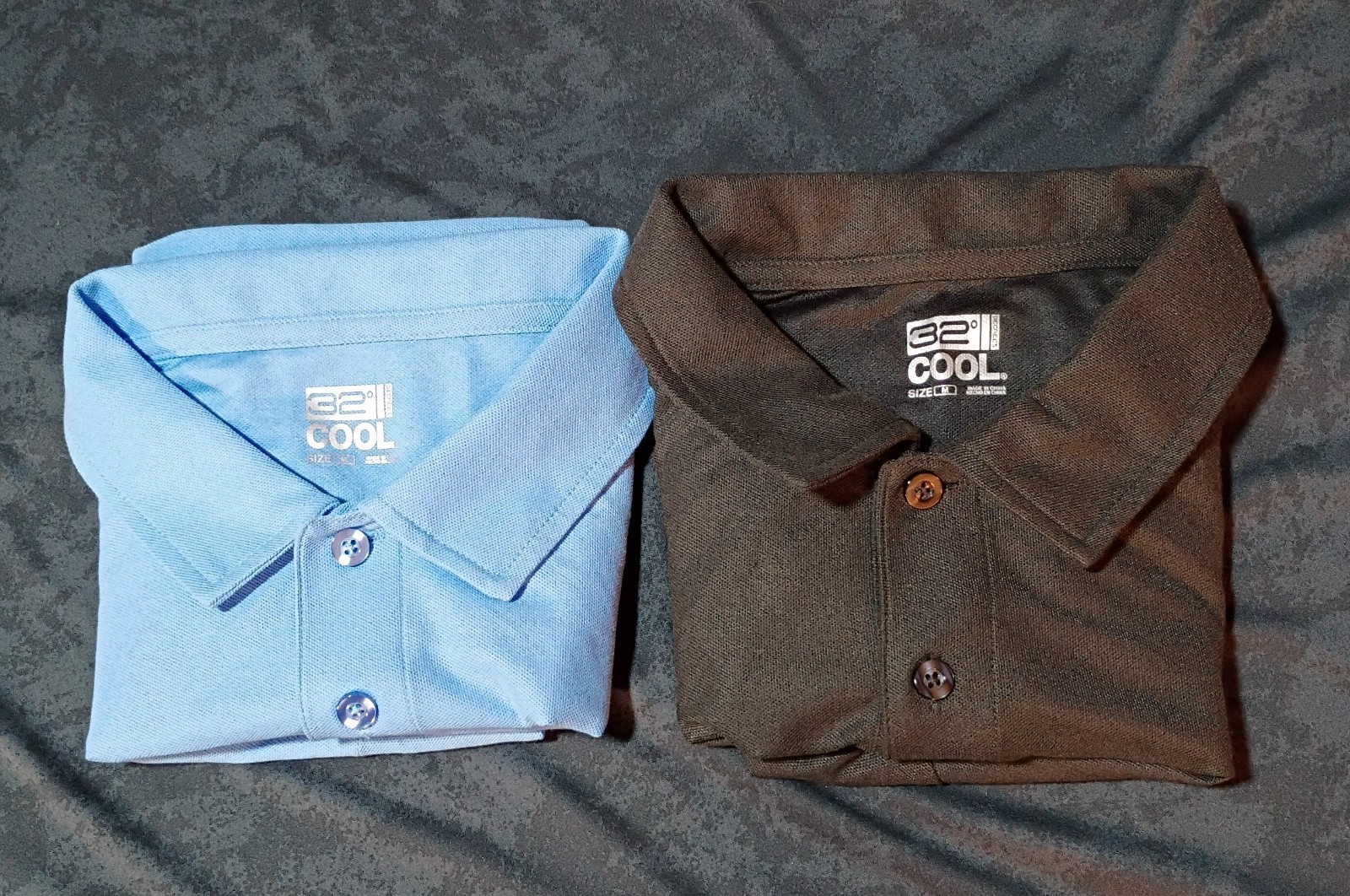 32 Degree Men’s Solid Polo Shirt M Blue/Gray Short Sleeve Collared Button 2 pack