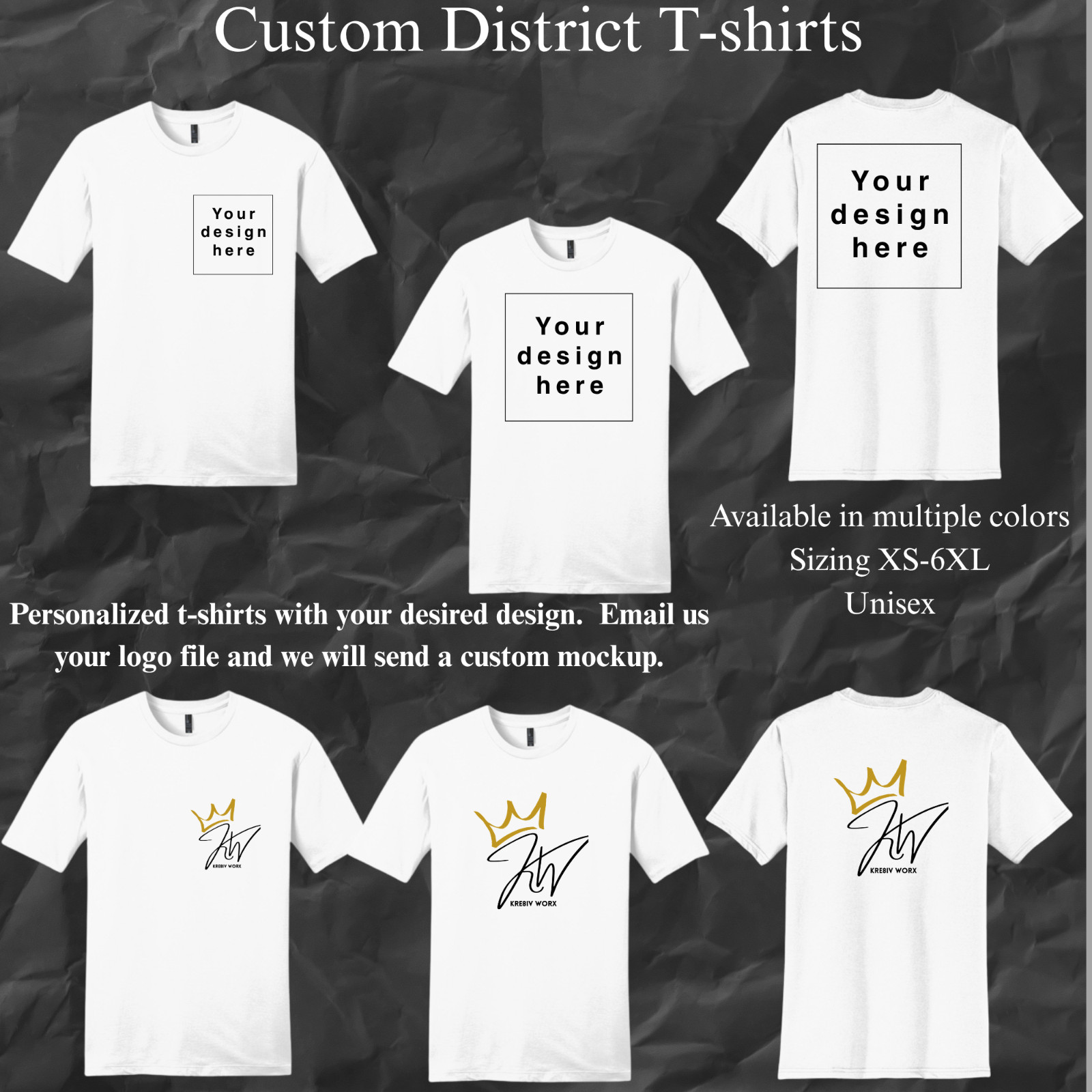 Custom Personalized T-shirt Print w/photo, text, logo DTF on District Shirt