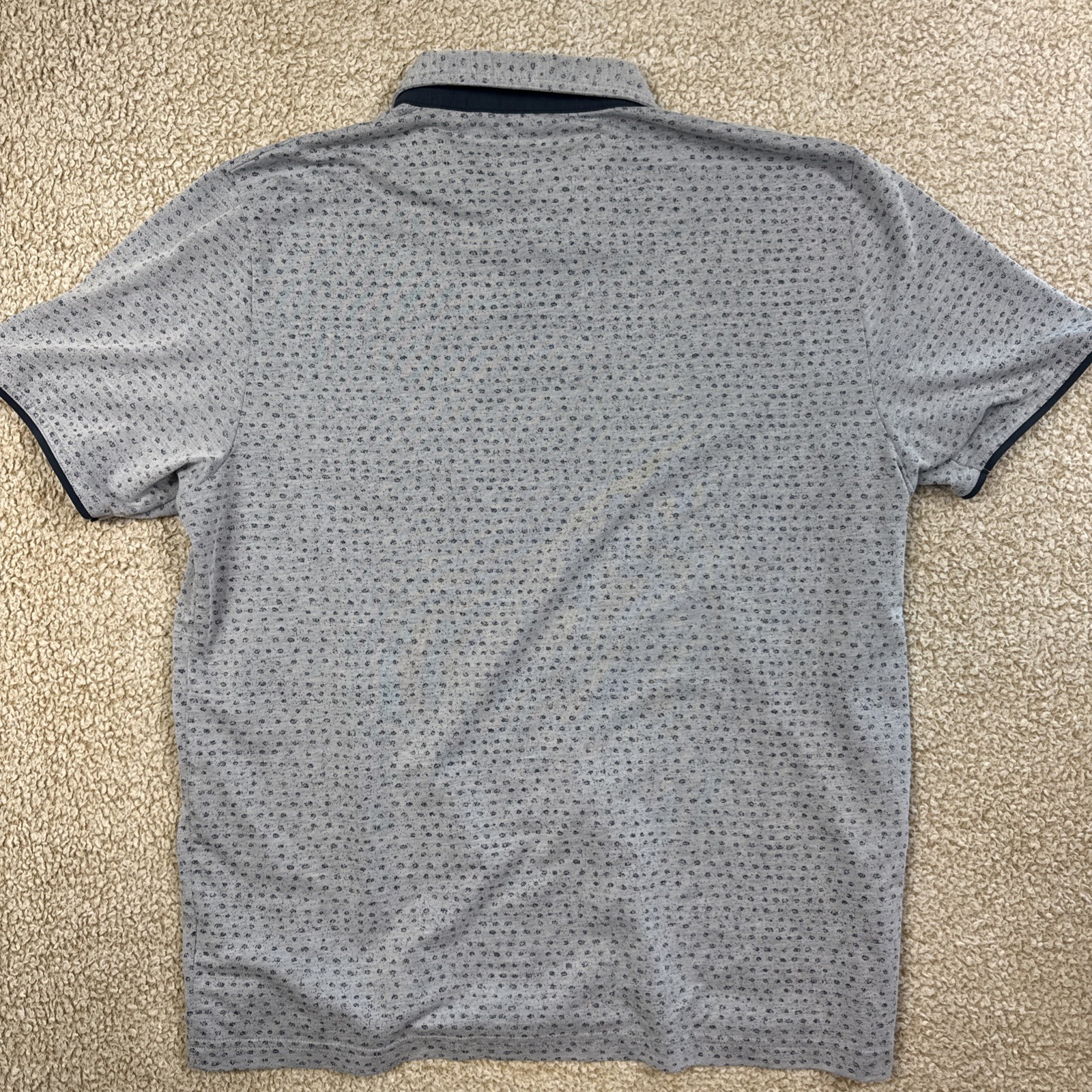 Travis Mathew Men’s Golf Polo Shirt Gray All Over Print Pima Cotton Size XL