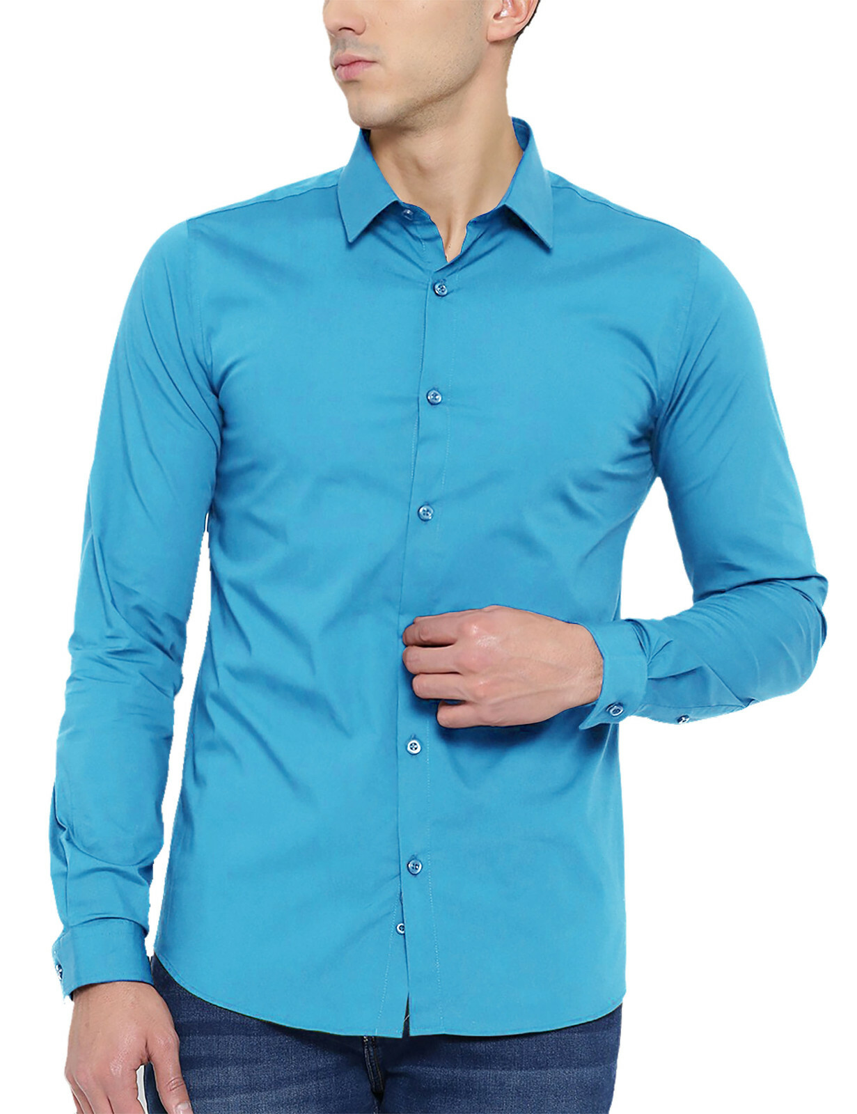 Mens Solid Dress Shirts Business Button Down Casual Slim Fit Premium Tee