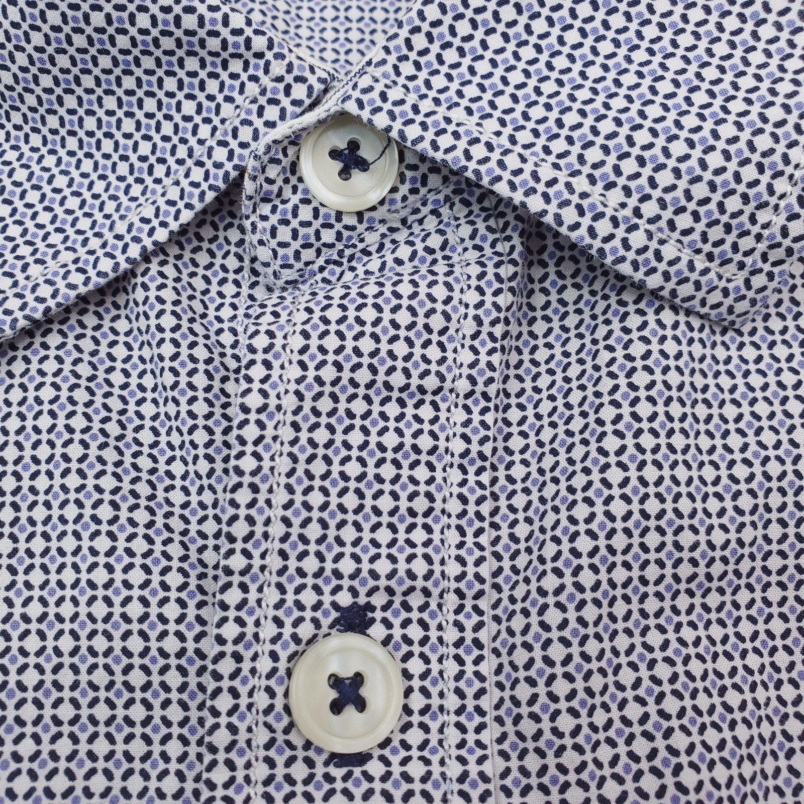 Tommy Bahama Shirt Mens Extra Large Blue Geometric Circular Allover Print Relax