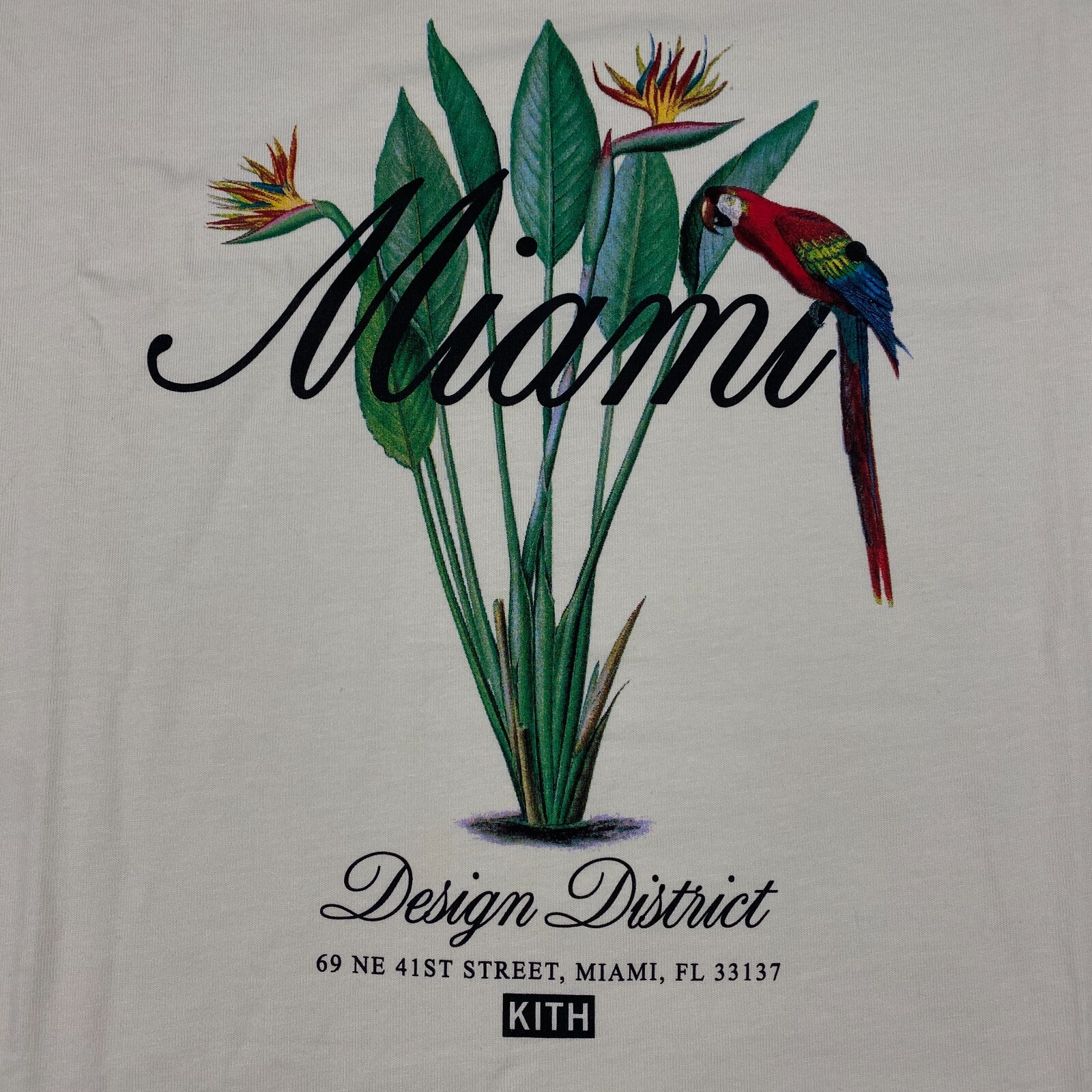 Kith Miami Design District Exclusive Macaw Tee Shirt Adult XXL Sandrift Beige