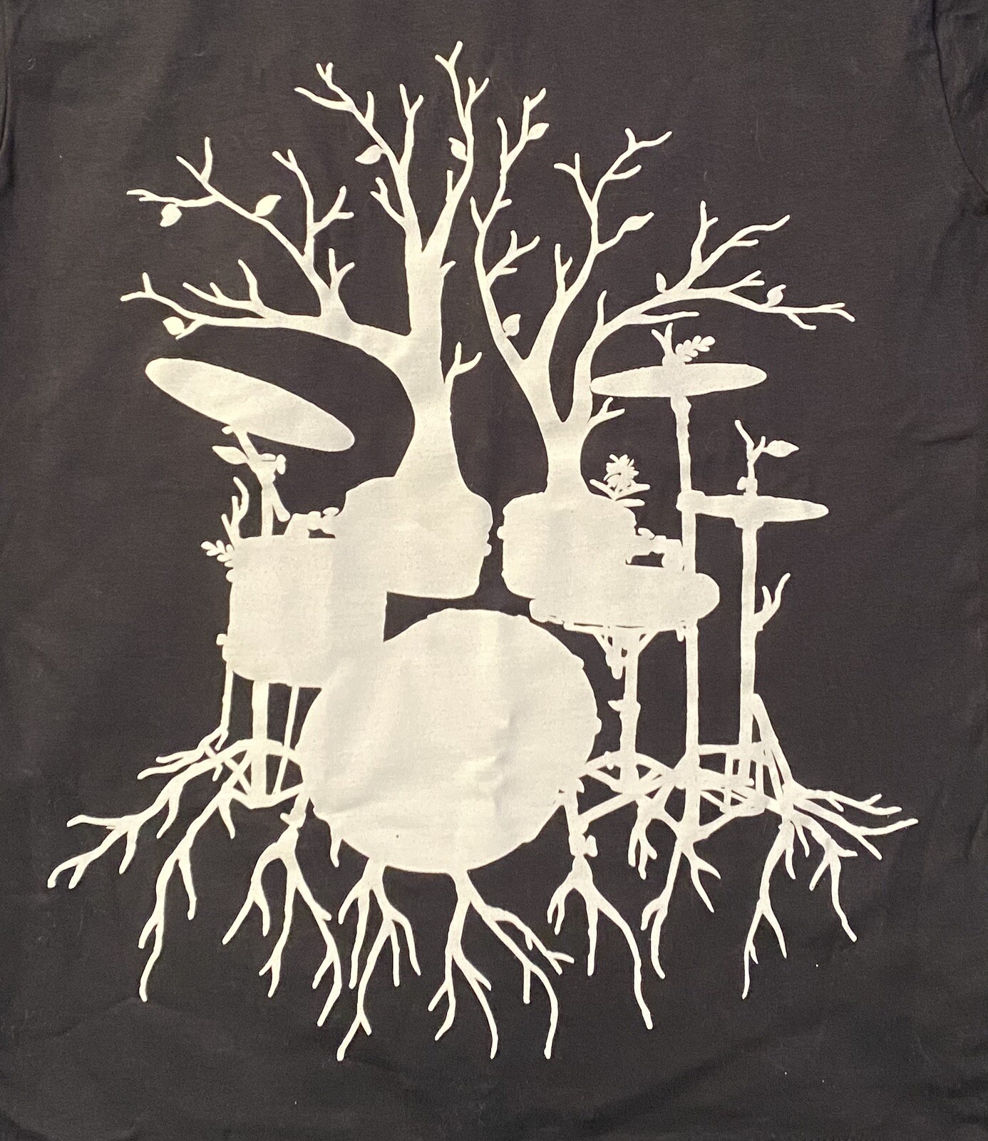 Roots in Drumming Black Graphic Tee Drum Set Drummer T-Shirt Youth M – NEW