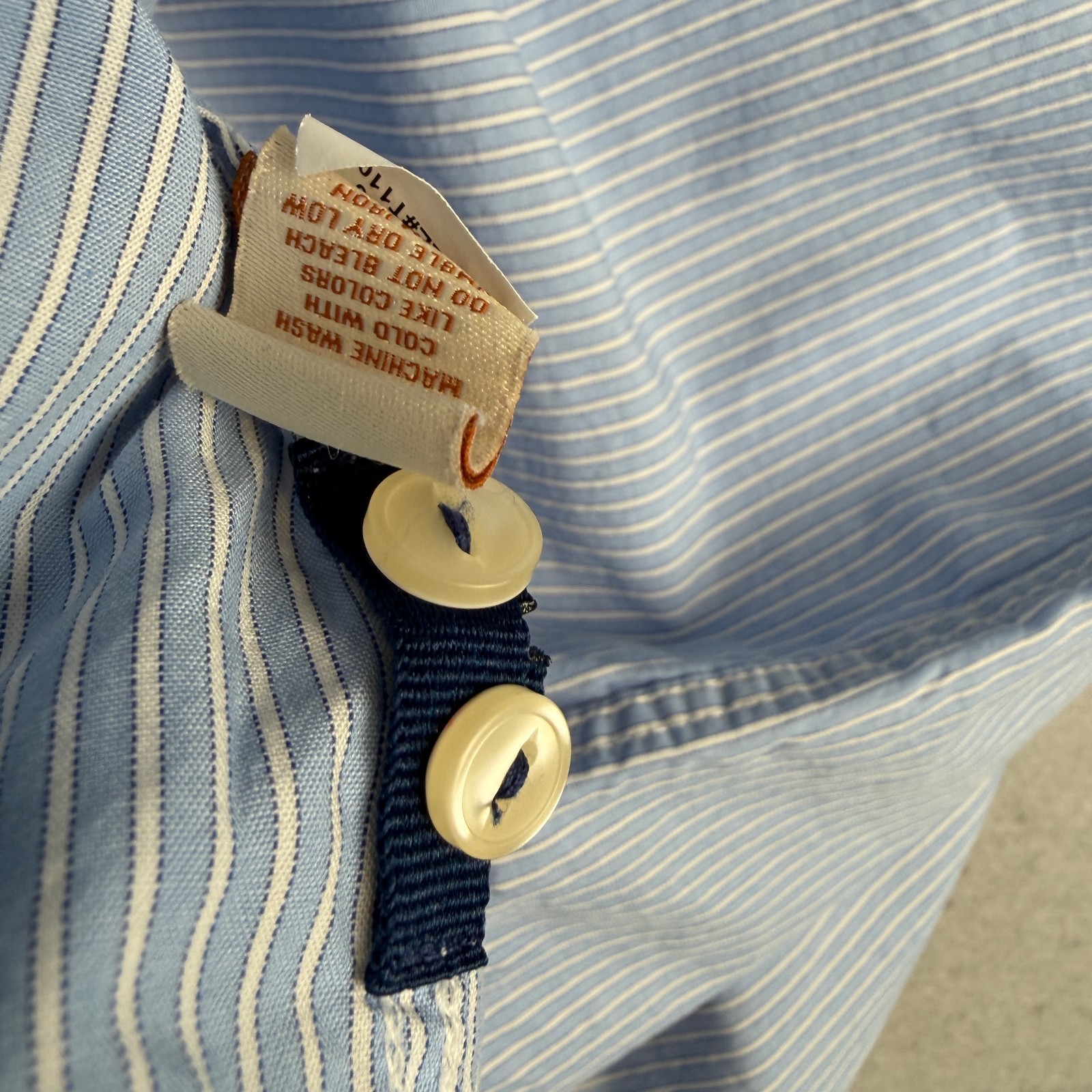 Territory Ahead Shirt Mens Large Blue Button Up Banded Grandfather Collar Doby