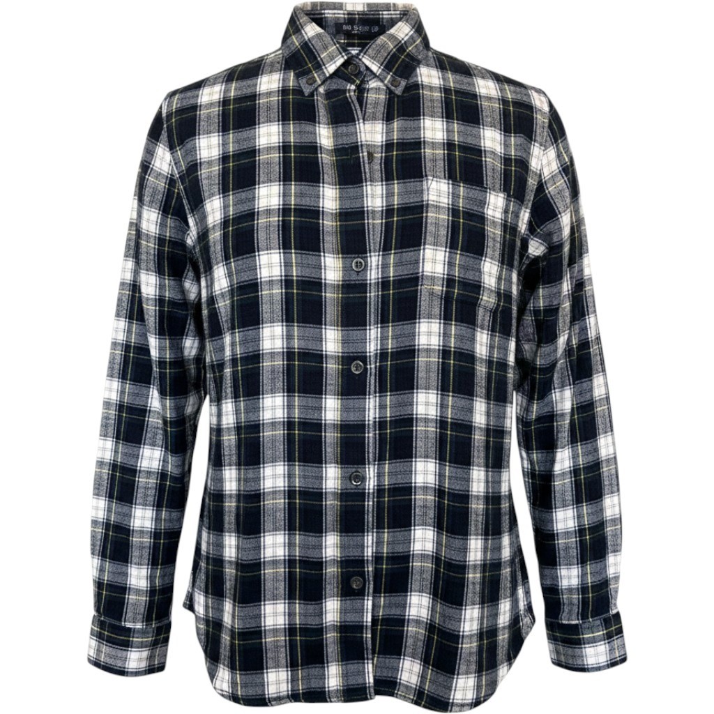L.L. Bean Flannel Shirt Mens M Blue Plaid Relaxed Fit Classic Outdoor Gorpcore