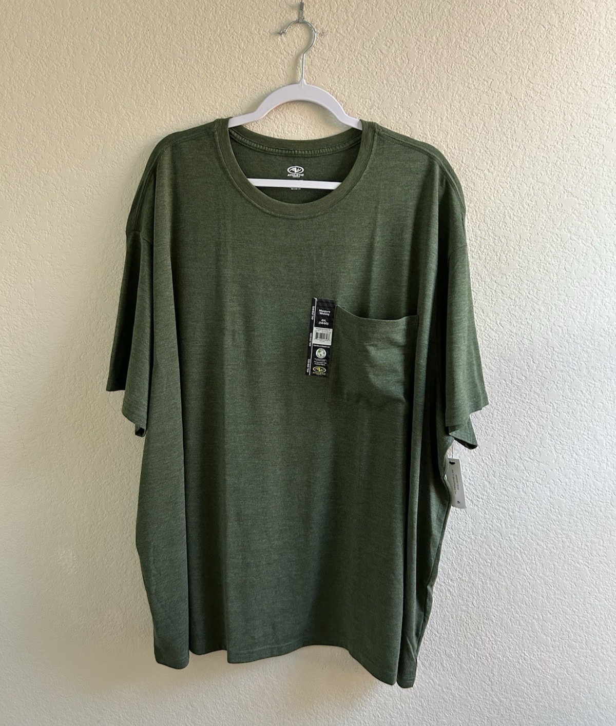 Athletic Works Mens Pocket Green Leaf Heather Tri-Blend T-Shirt Size 4XL (58-60)