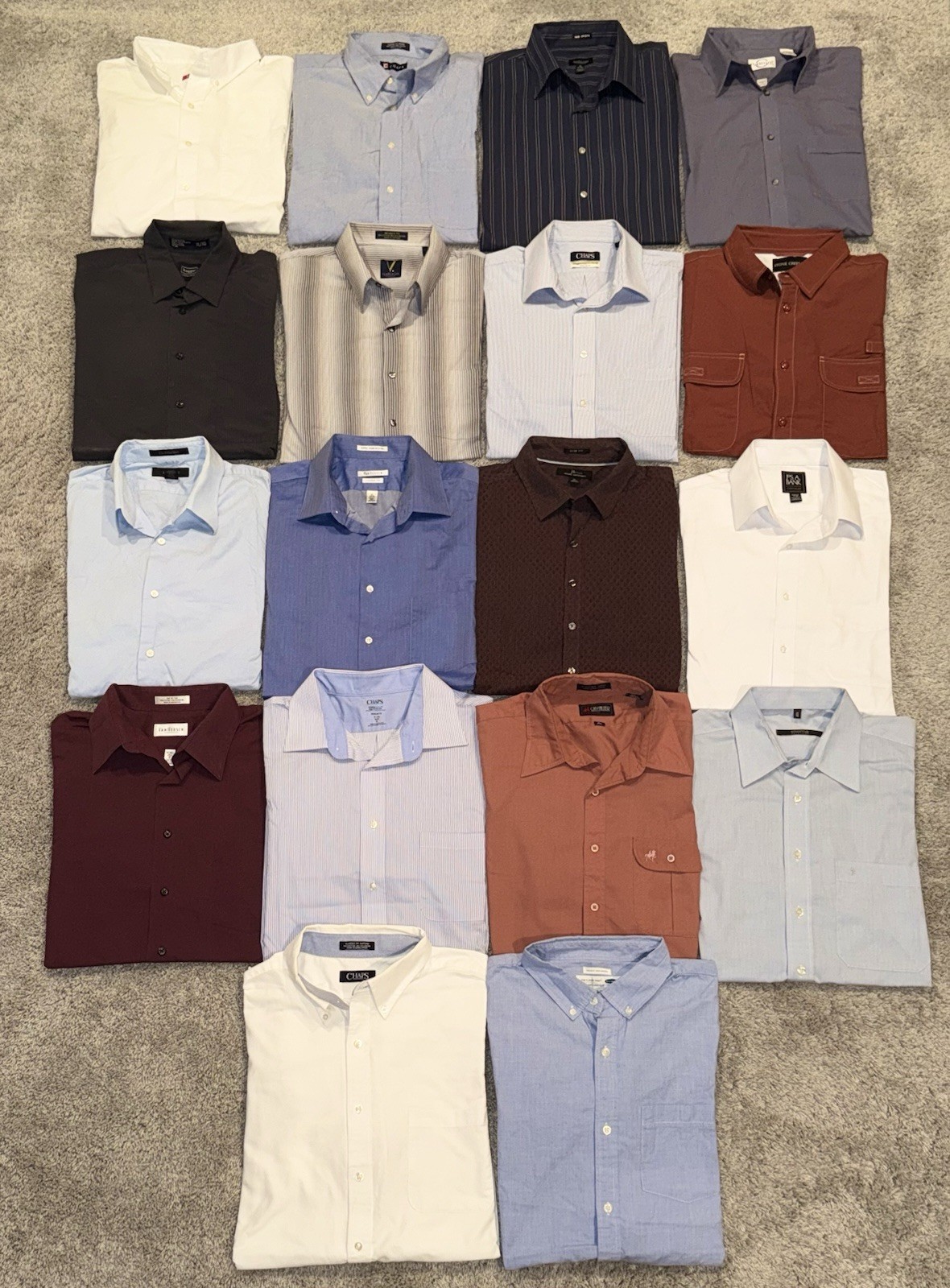 Lot of 34 Men’s Extra Large (XL) Long Sleeve Button Down Casual/Dress Shirts