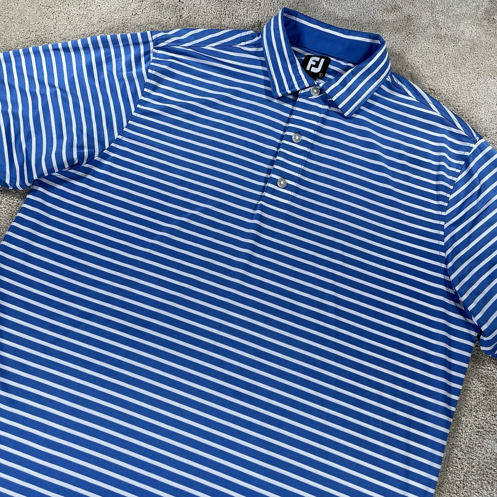 FJ Polo Shirt Men’s Large Footjoy Golf Blue Striped Greystone Country Club