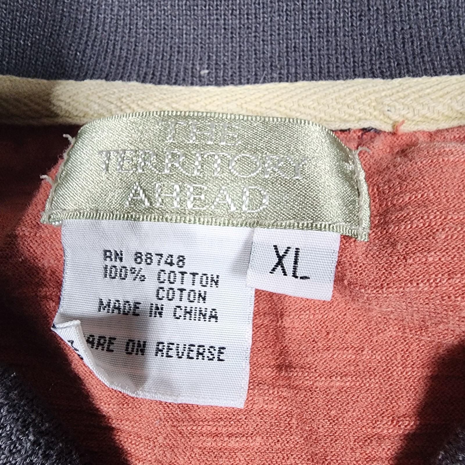 Territory Ahead Polo Shirt Mens XL Rust Orange Contrast Collar Cotton Casual
