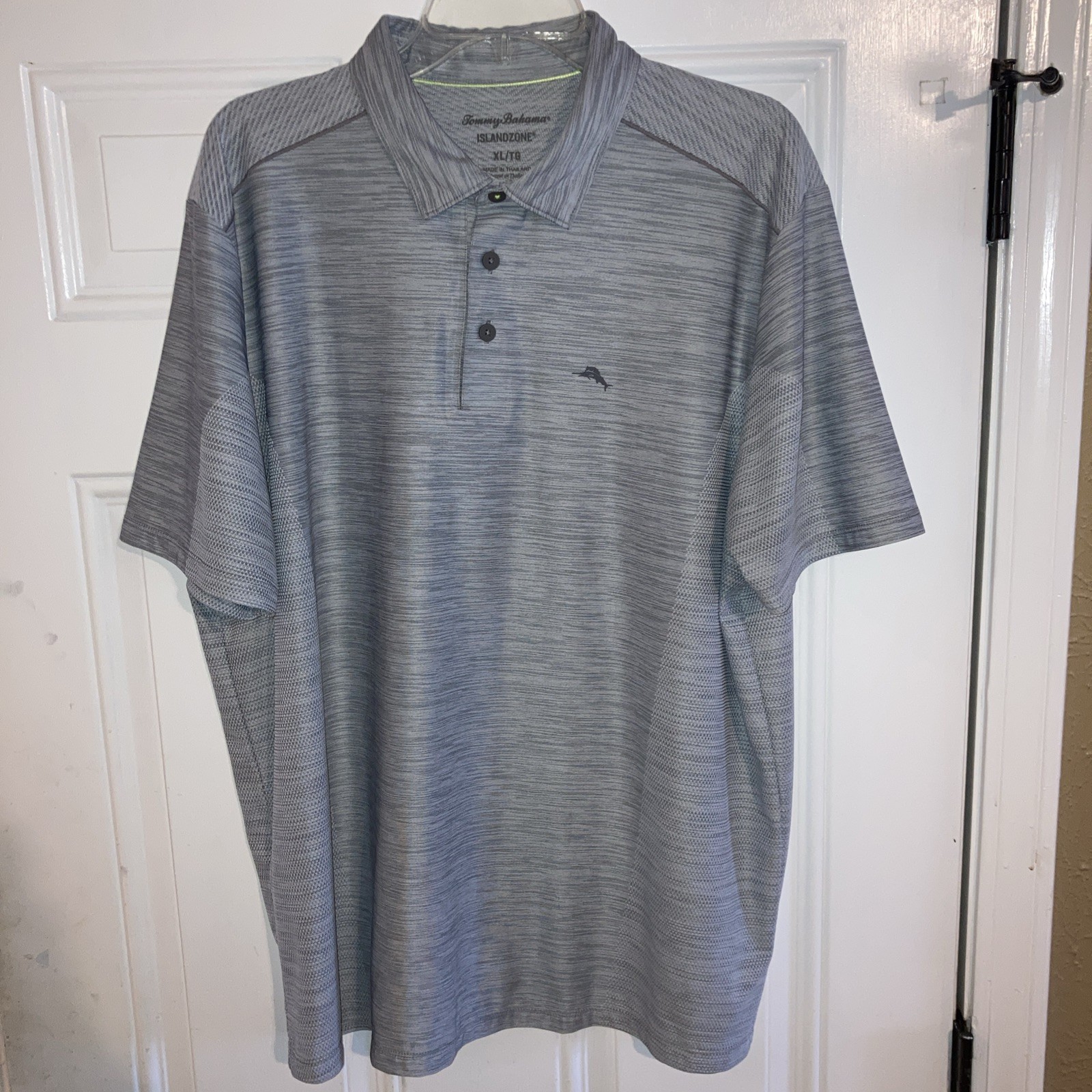 Tommy Bahama Men’s Size XL Polo Shirt Charcoal Gray Striped Casual Everyday