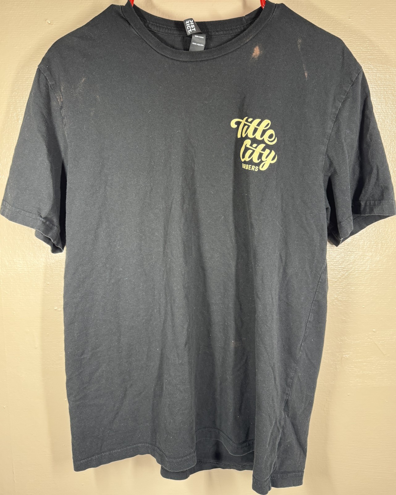 🍀 FLAW District Title City Barbershop Men’s Black Graphic T-Shirt Size S 🍀