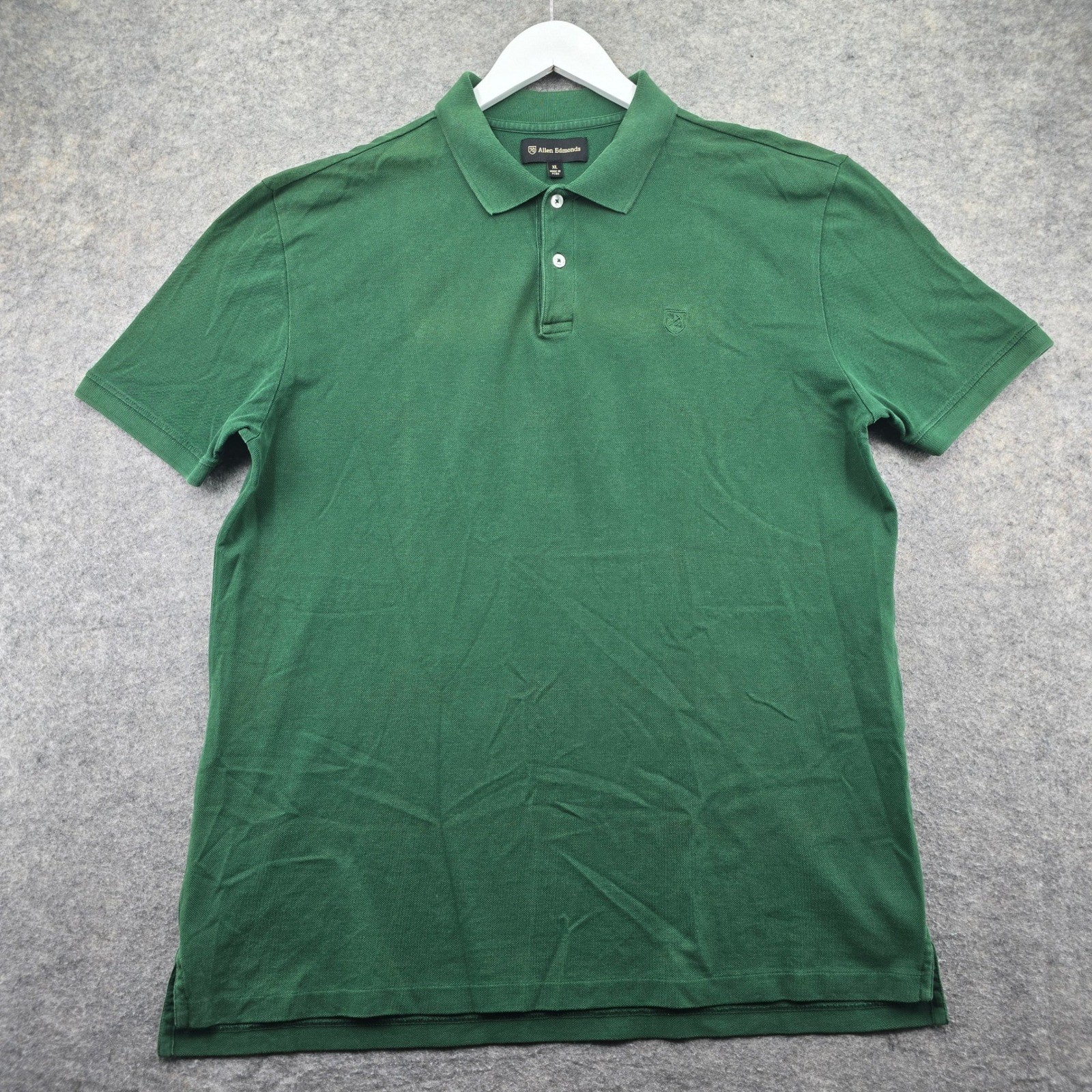 Allen Edmonds Mens XL Green Pima Cotton Short Sleeve Polo Shirt Logo Peru