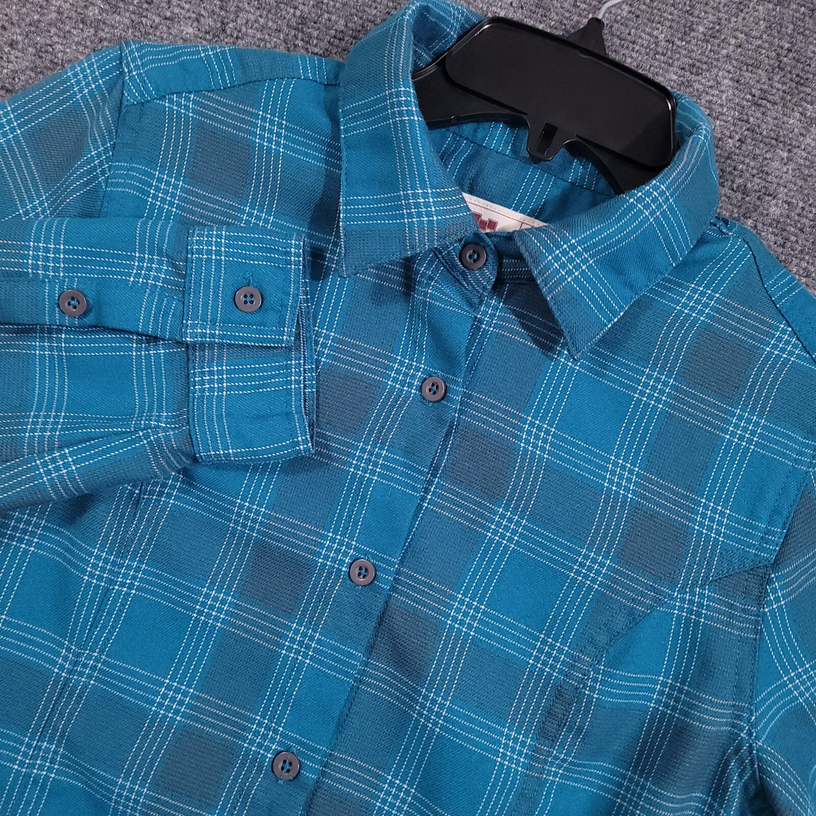 FourSquare Shirt Mens Medium Turquise Blue Plaid Flannel Classic Outdoor