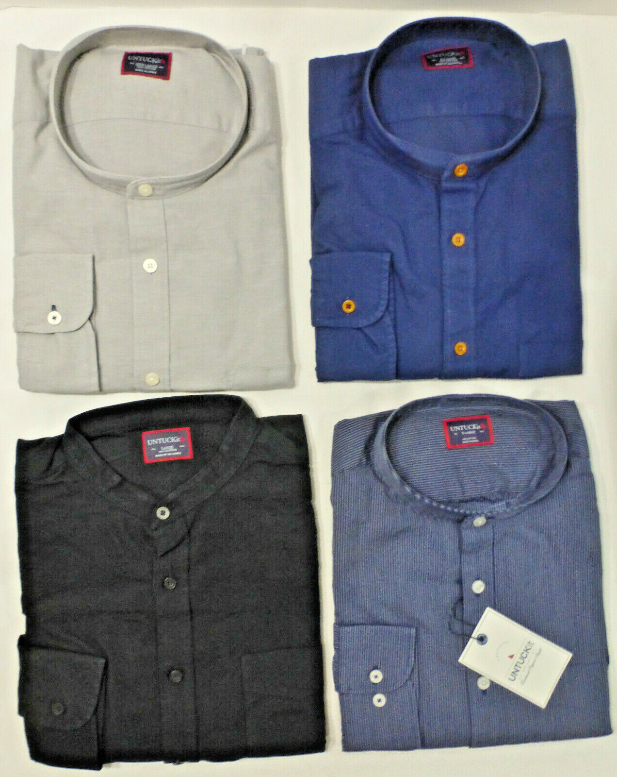 UNTUCKit Mens LS Collarless Dress Casual Shirt, Various Colors / Sizes, NWT