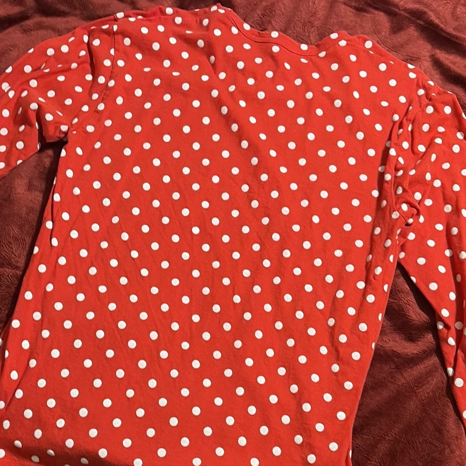 Comme des Garcons Play Red Polka Dot Long Sleeve T-Shirt Size L Red Heart Logo