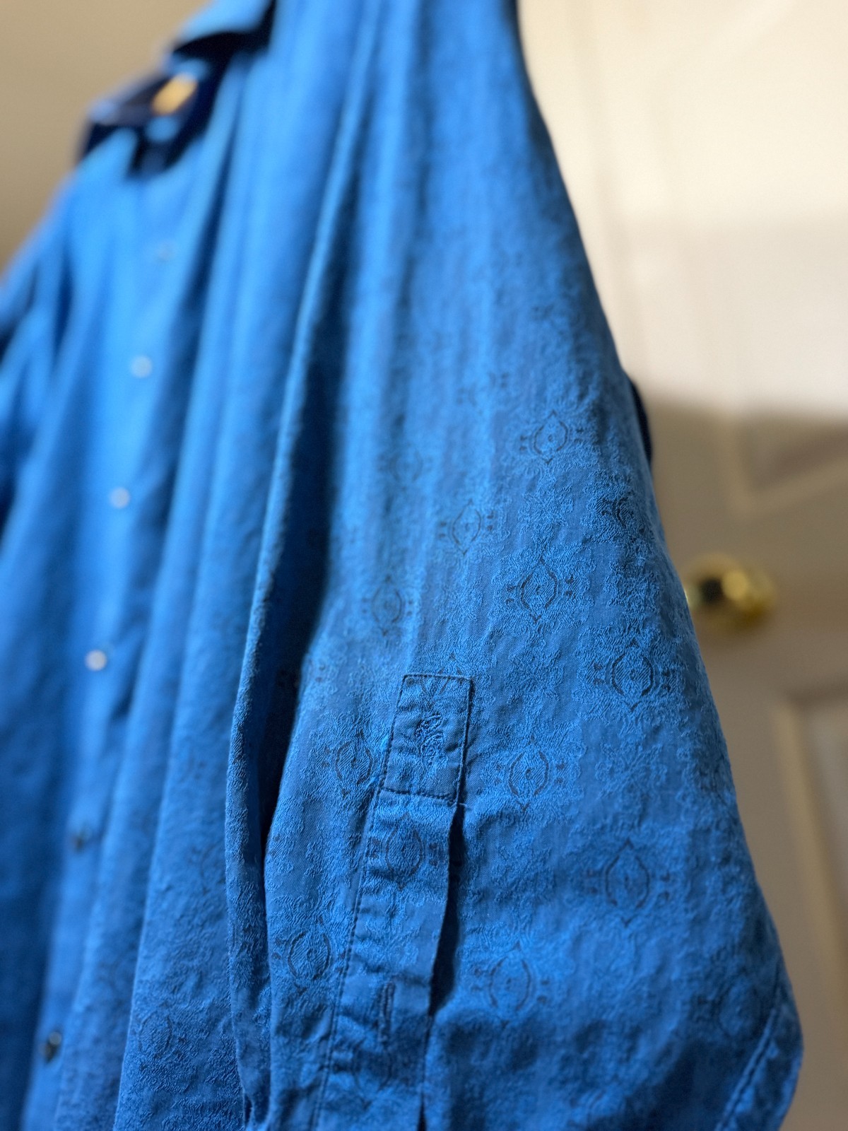 Robert Graham 5XL Blue Jacquard Button Up Shirt Geometric Contrast Cuff Luxury