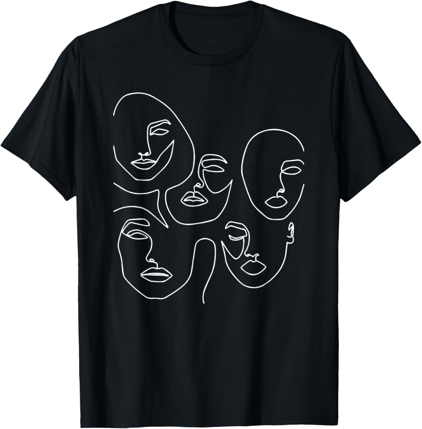 Line Art Woman Faces Abstract Minimalist Cool Novelty Gifts T-Shirt