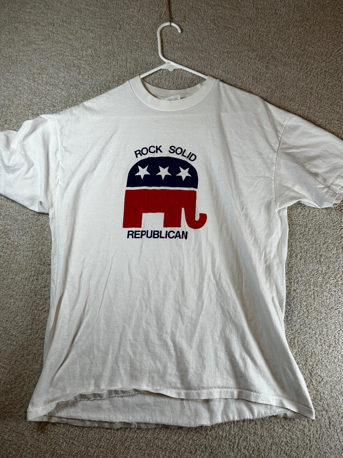Vintage 90s Stedman Republican Shirt XL USA Made Rock Solid Graphic Tee 100% Cot