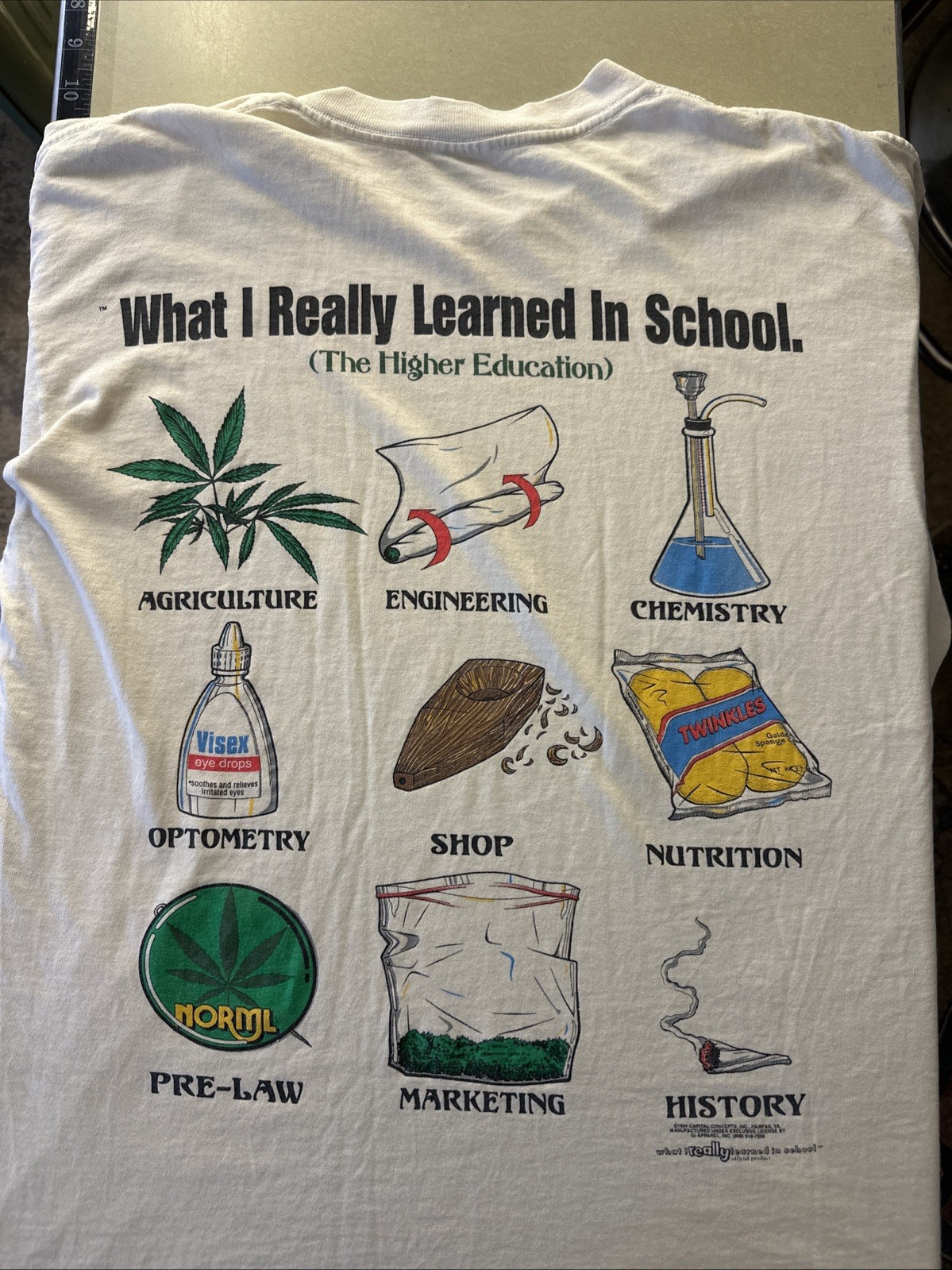 Vintage “what I Really Learned In School” Drug Tee XL 24×30
