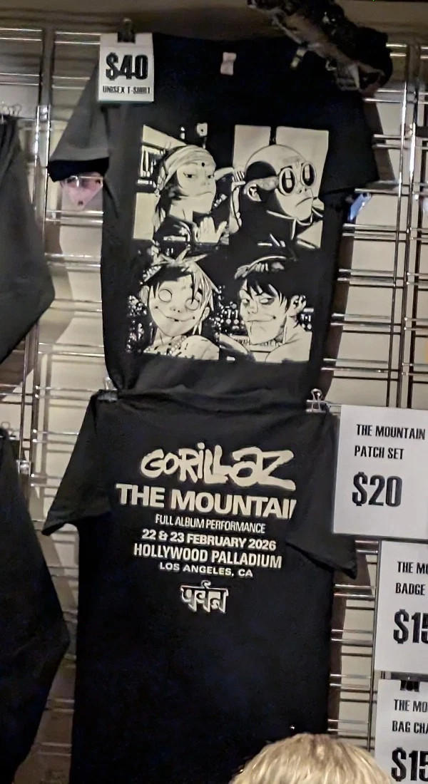 Gorillaz The Mountain Tour 2026 Europe UK Back T-Shirt