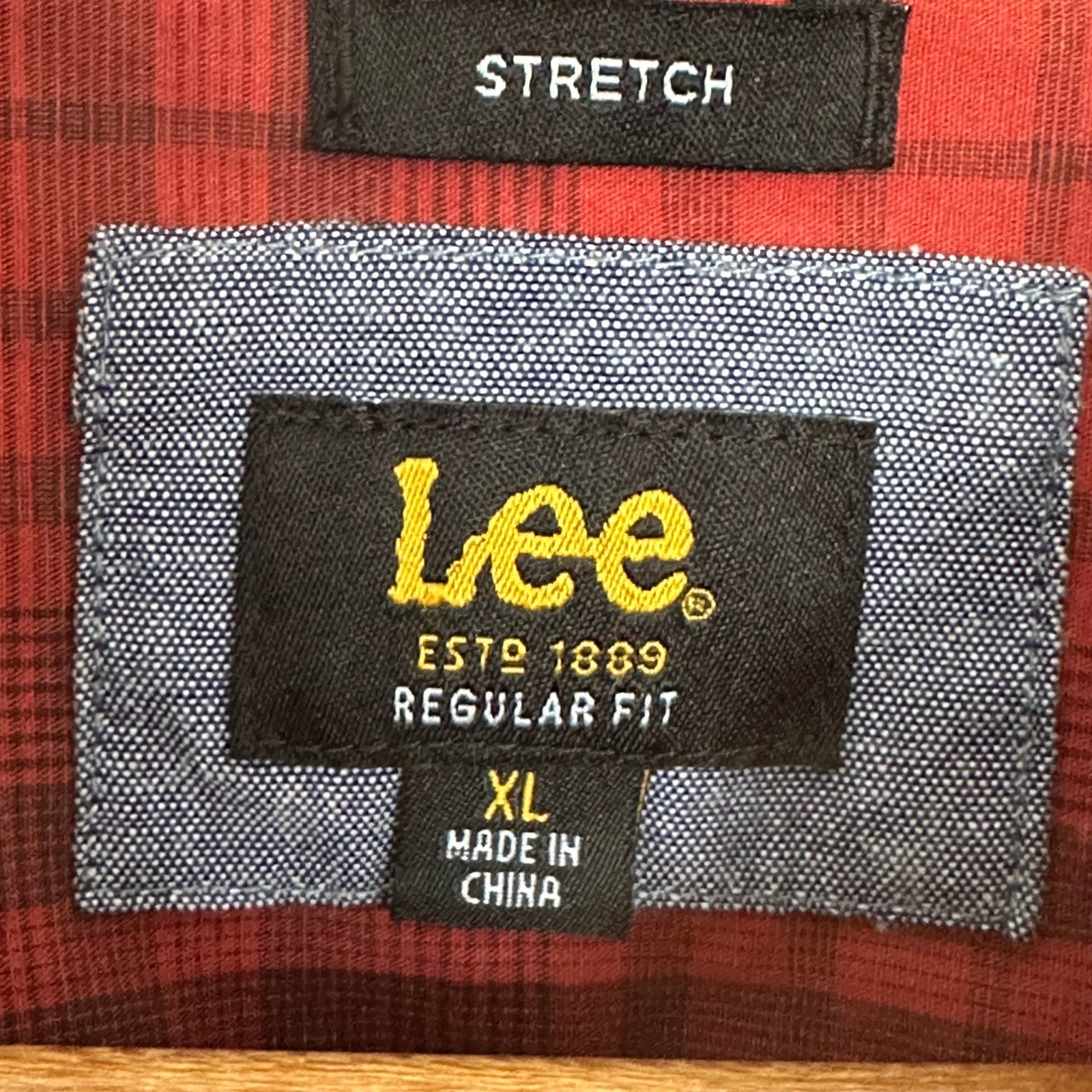 Lee Shirt Men’s XL Plaid Stretch Button Down Long Sleeve Pocket Collared Top